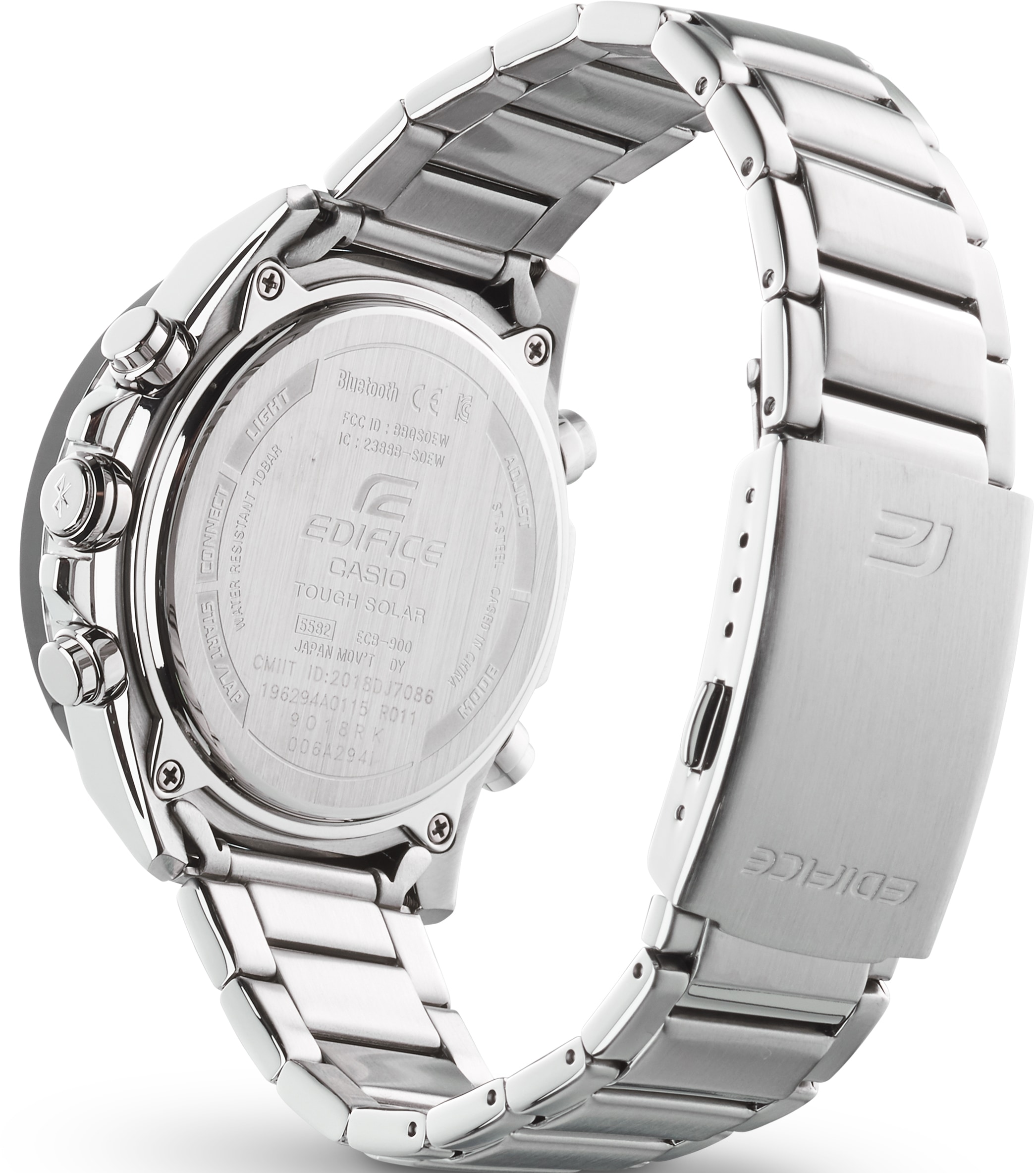 CASIO EDIFICE Smartwatch, Solaruhr, Armbanduhr, Herrenuhr, Android, iOS, Edelstahlarmband)