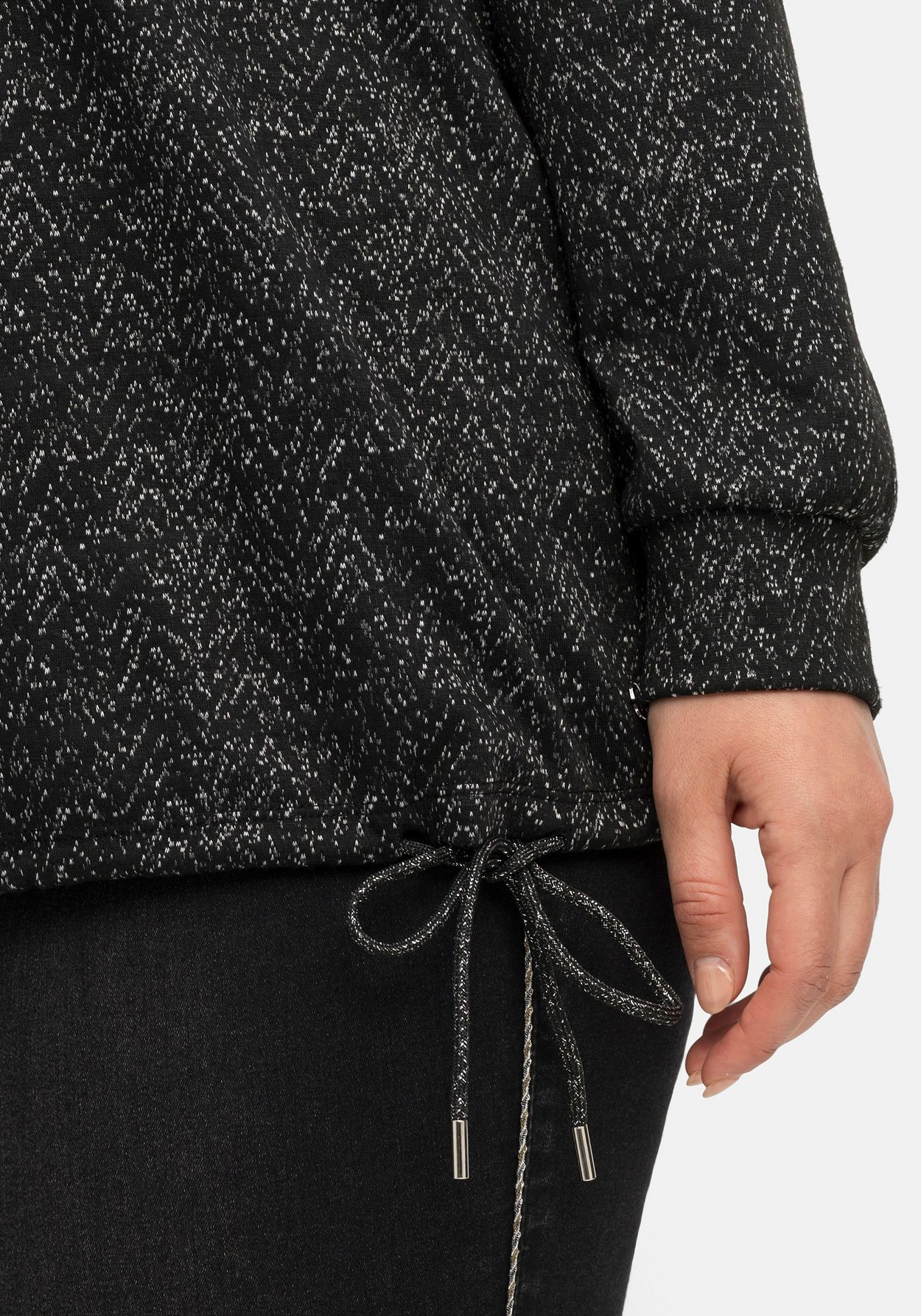 Sheego Kapuzensweatshirt »Sweatshirt in Salz-und-Pfeffer-Optik«, in Salz-und-Pfeffer-Optik