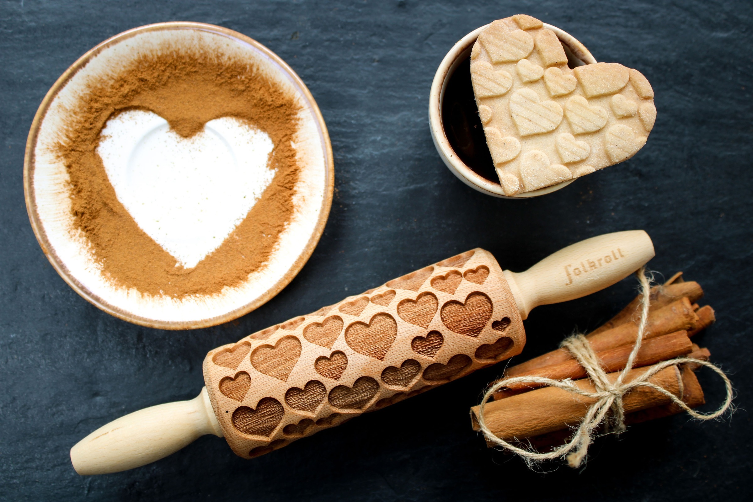 folkroll Teigroller »3D-Motiv-Teigrolle« Herzen