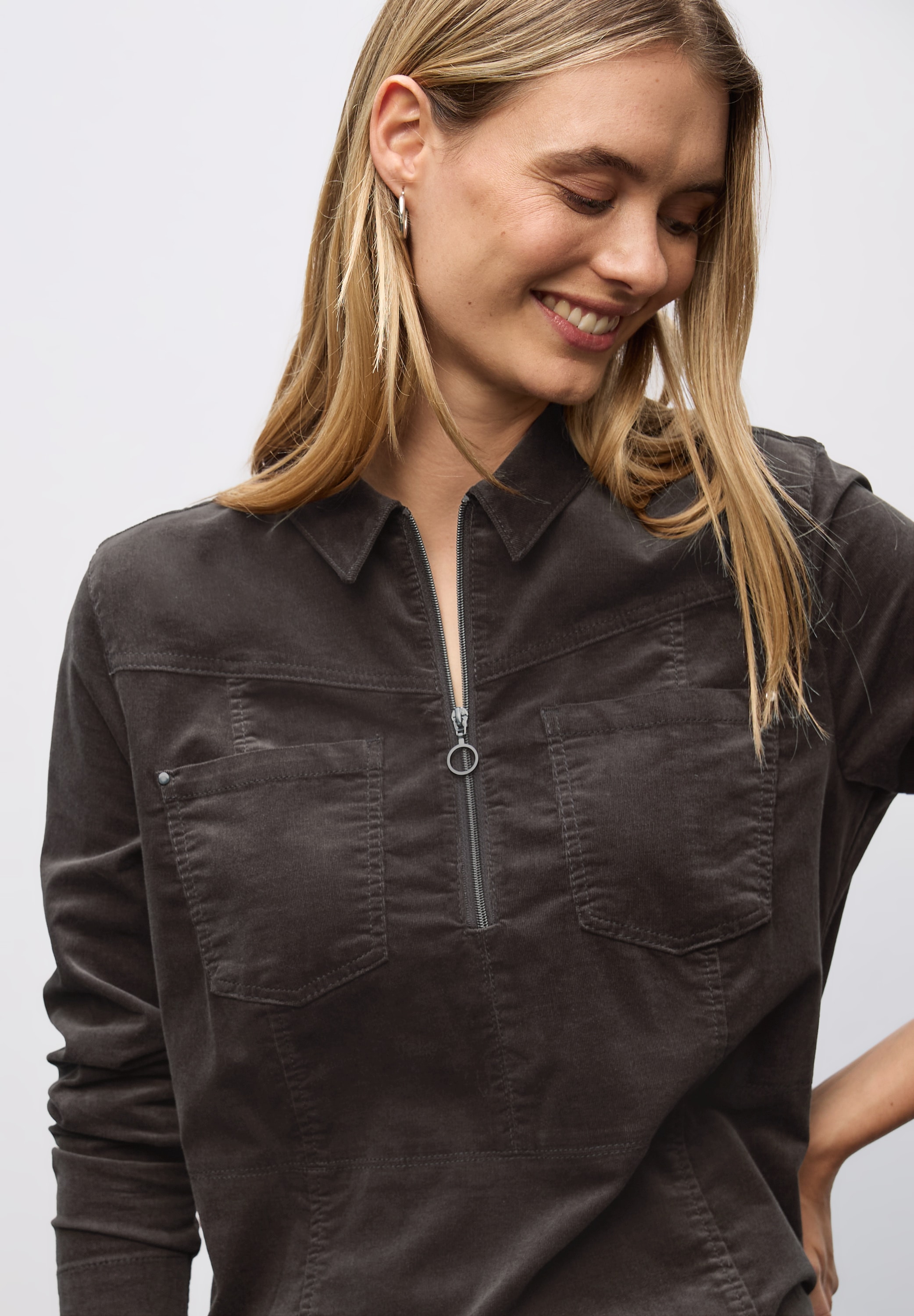 STREET ONE Cordkleid Brusttaschen mit Zipper