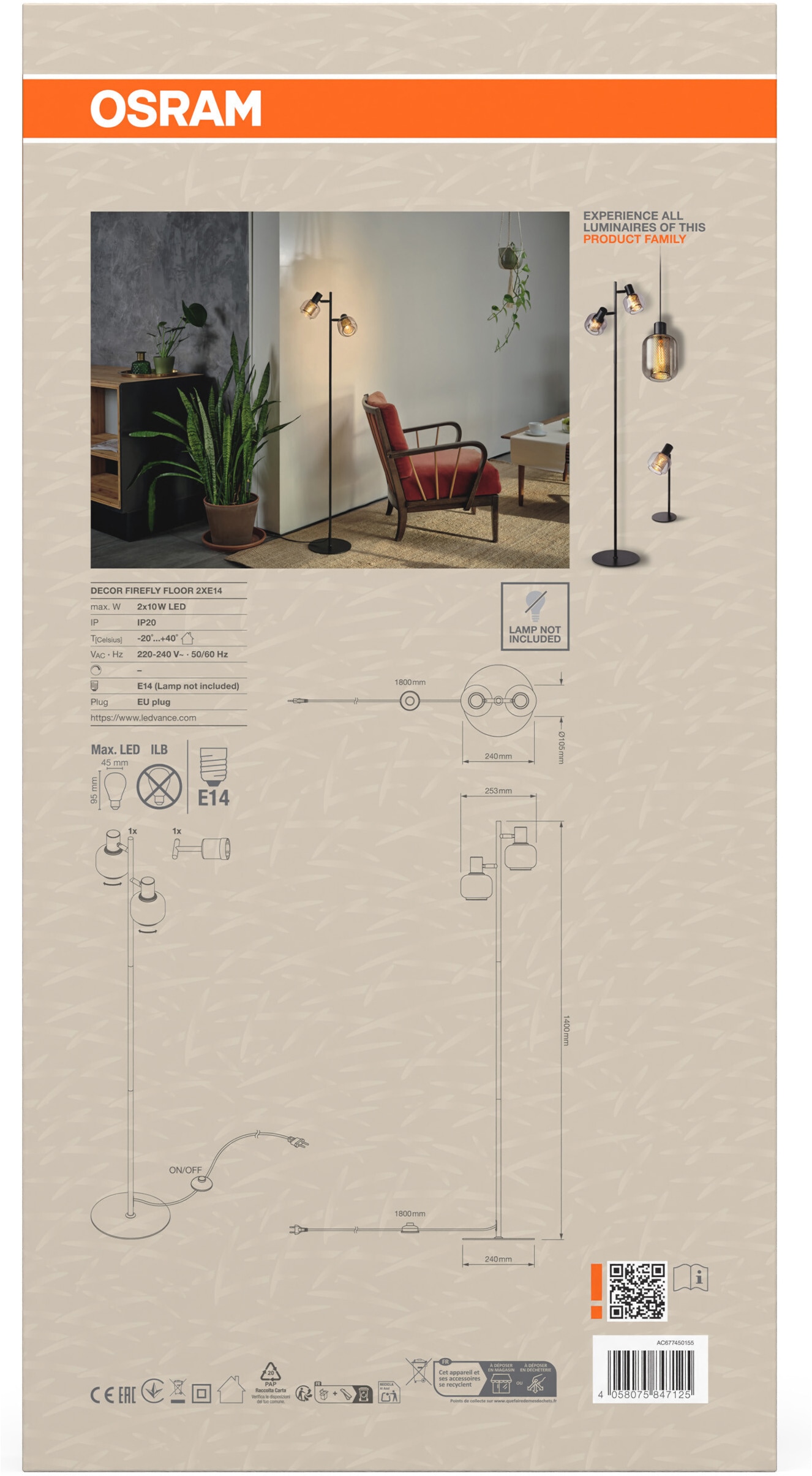 Osram Stehlampe »Decor Firefly« E14 1 Stk. schwarz, E14, Stahl
