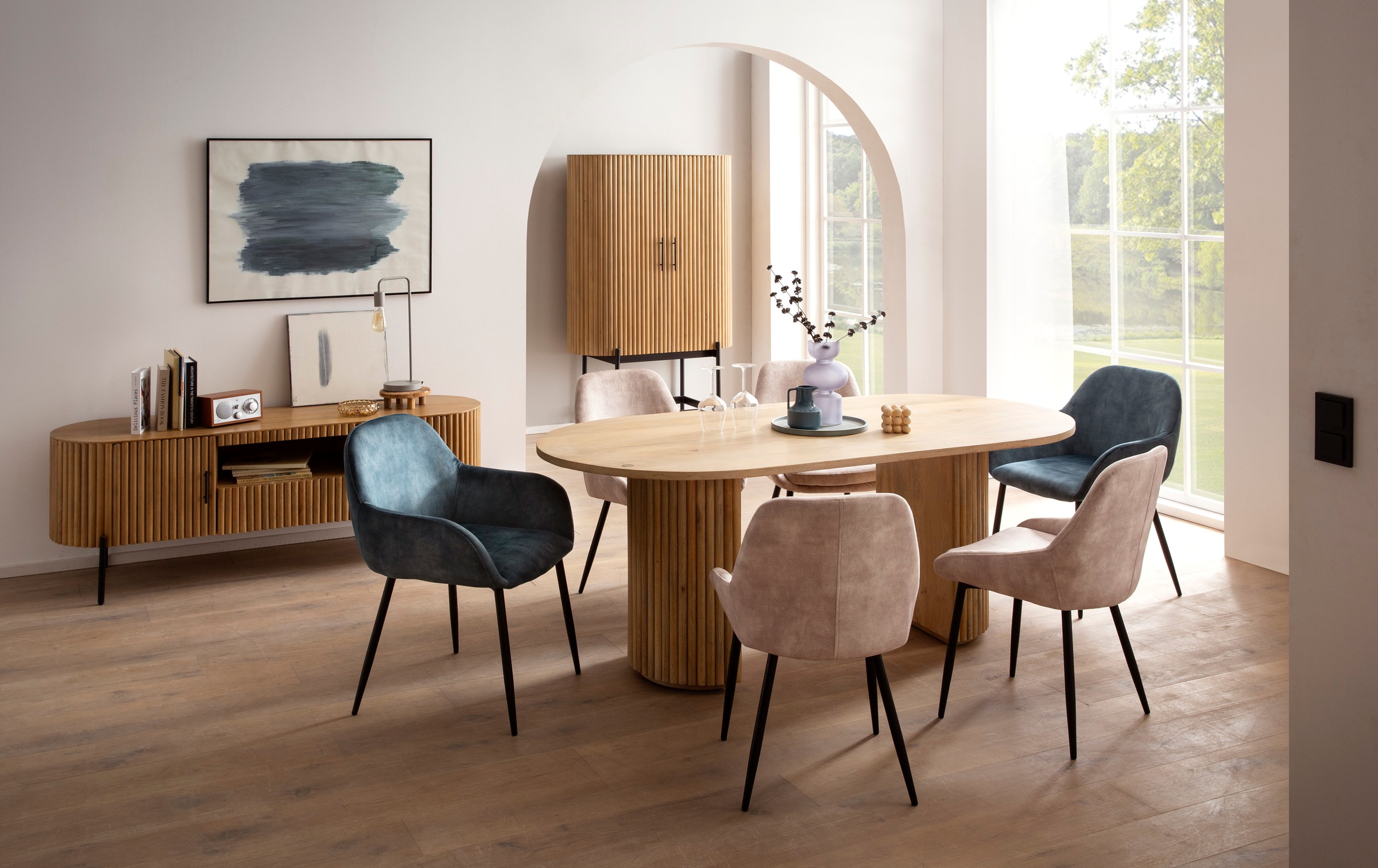 SIT TV-Board, (1 St.), Lamellen-Design im Retro Stil