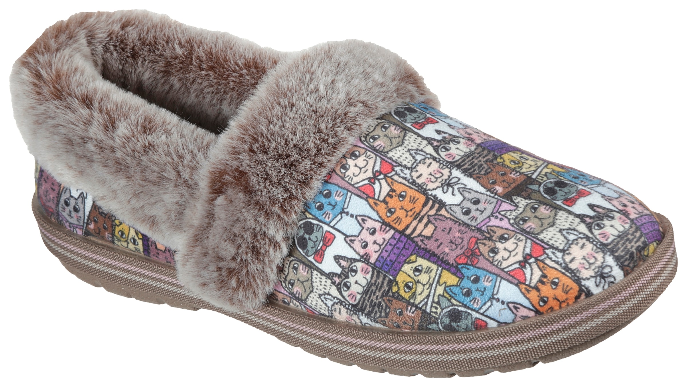 Skechers Damen Pantoffel »TOO COZY CHIC CAT« Hausschuh mit witzigem Katzenprint in bunt, Größe 37