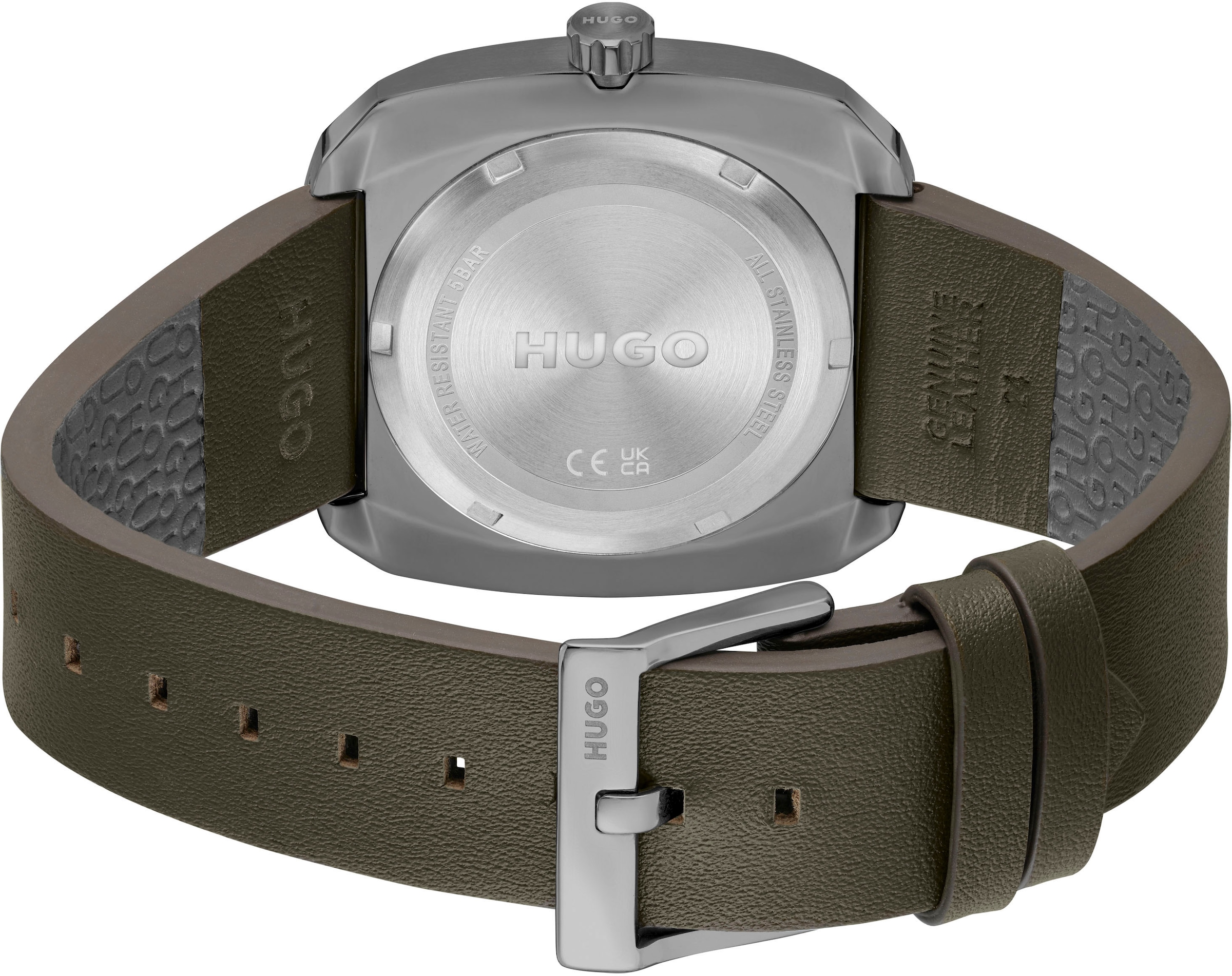 HUGO Quarzuhr »#SHRILL«, Armbanduhr, Herrenuhr, Mineralglas, Lederarmband