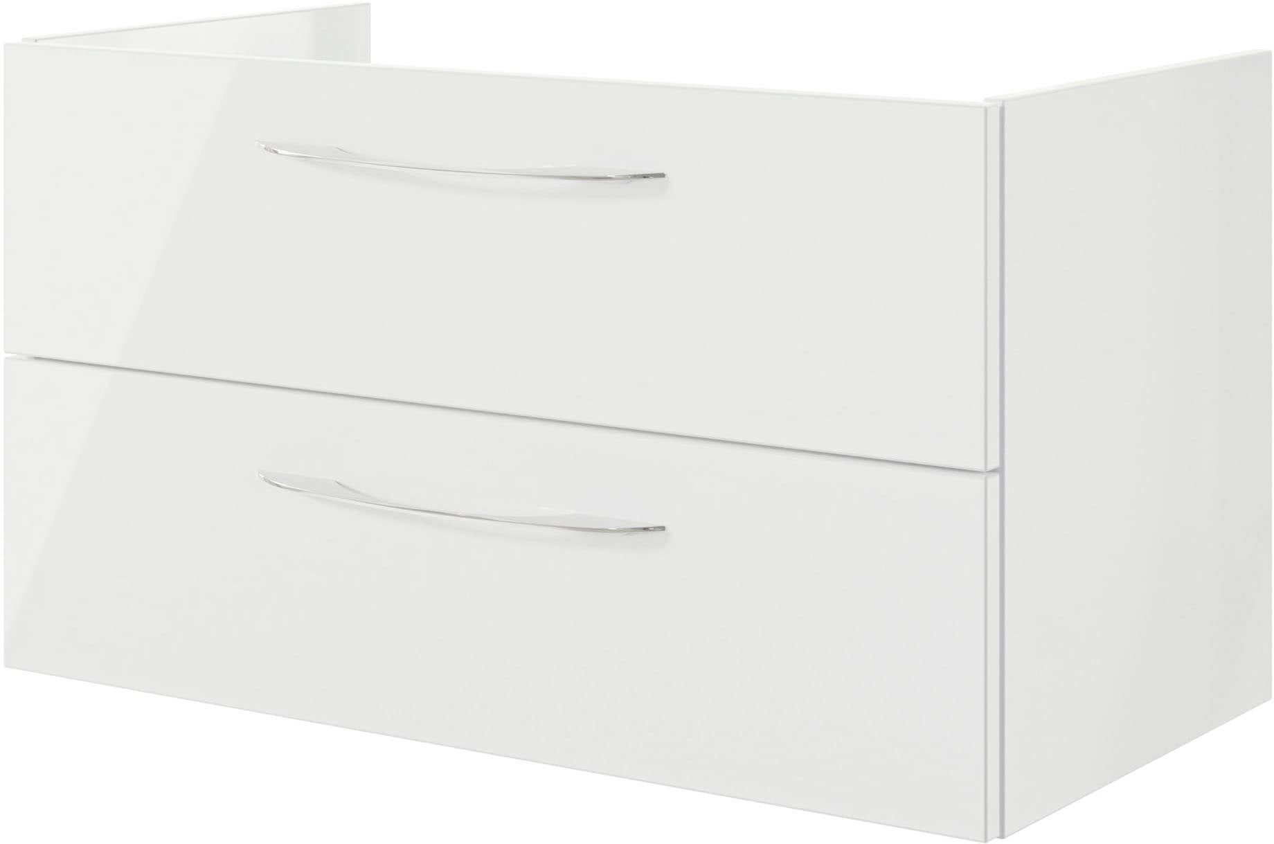 Saphir Waschtisch »Serie 4035 Keramik-Aufsatzbecken mit Unterschrank, 118 cm breit«, Waschplatz mit 2 Schubladen, Riviera Eiche quer Nachbildung