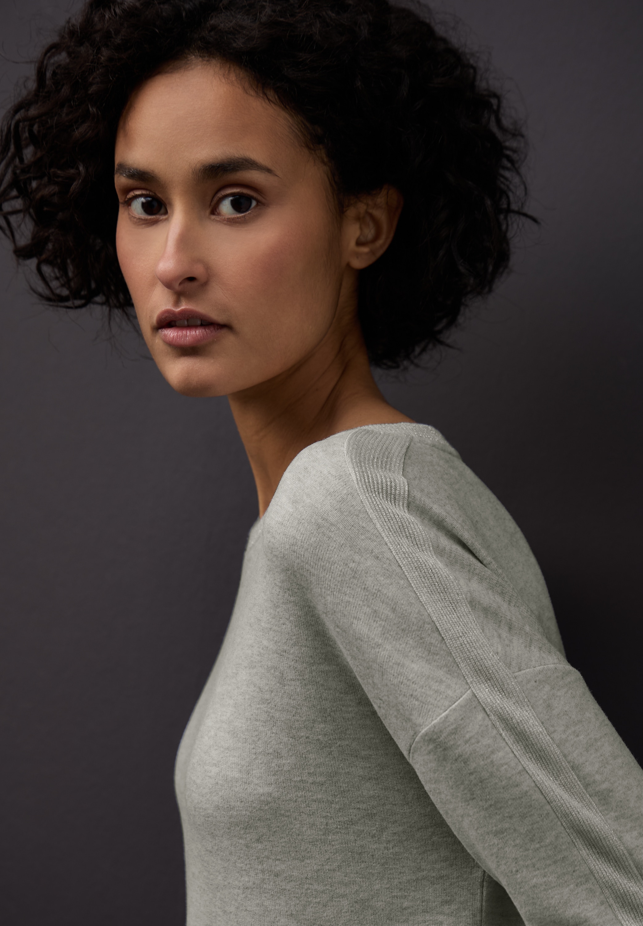 STREET ONE Langarmshirt mit Glitzerdetails