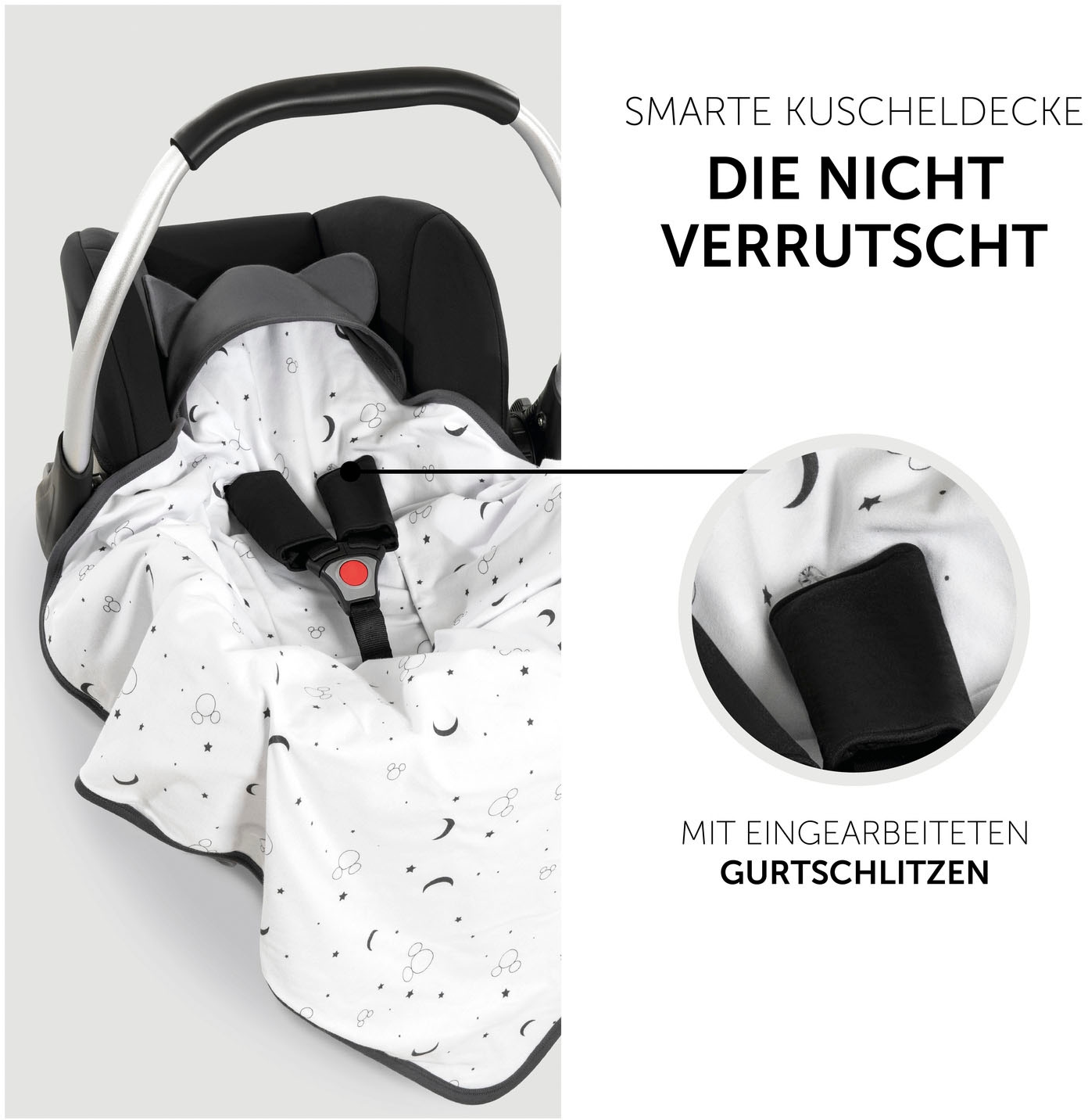 Hauck Babydecke »Baby Einschlagdecke, Snuggle N Dream Mickey Mouse Anthracite«, mit Kapuze