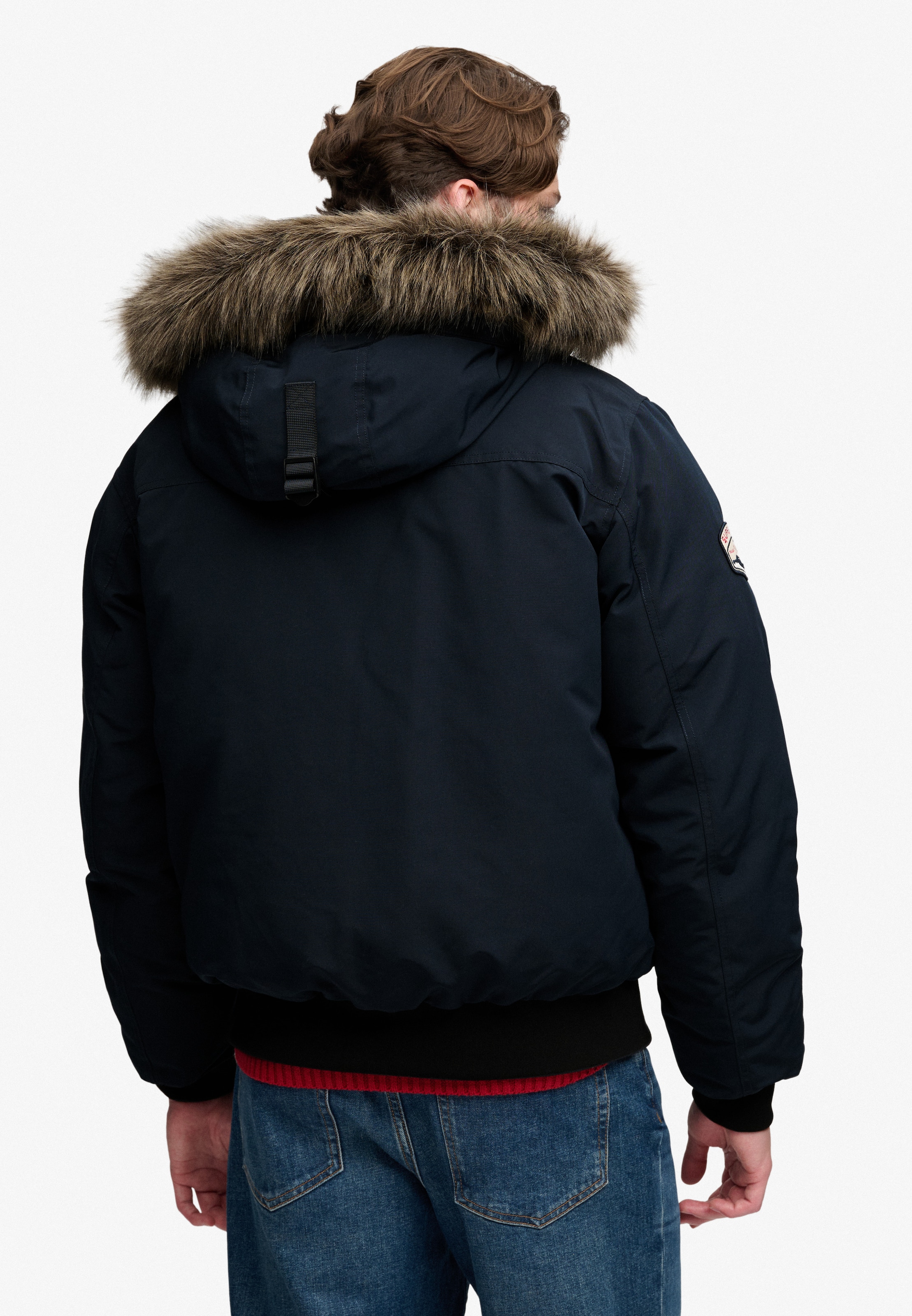 Superdry Bomberjacke »FAUX FUR EVEREST BOMBER JACKET« mit Kapuze Kunstfaser, relaxed fit