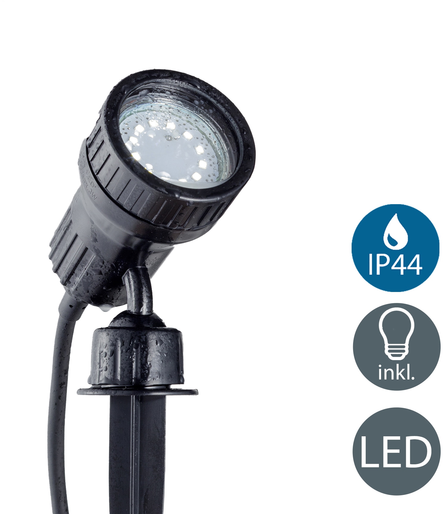 LED Gartenstrahler, 1 flammig, Leuchtmittel GU10 | LED wechselbar, LED, Erd-Spieß,...