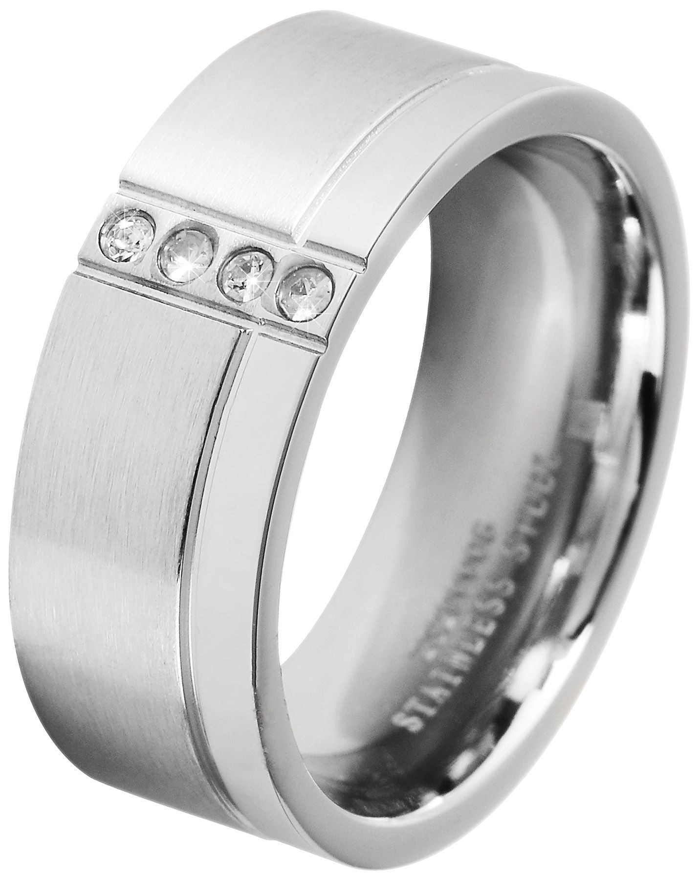 Adelia´s Fingerring »Damen Ring aus Edelstahl mit Strass Steinchen«