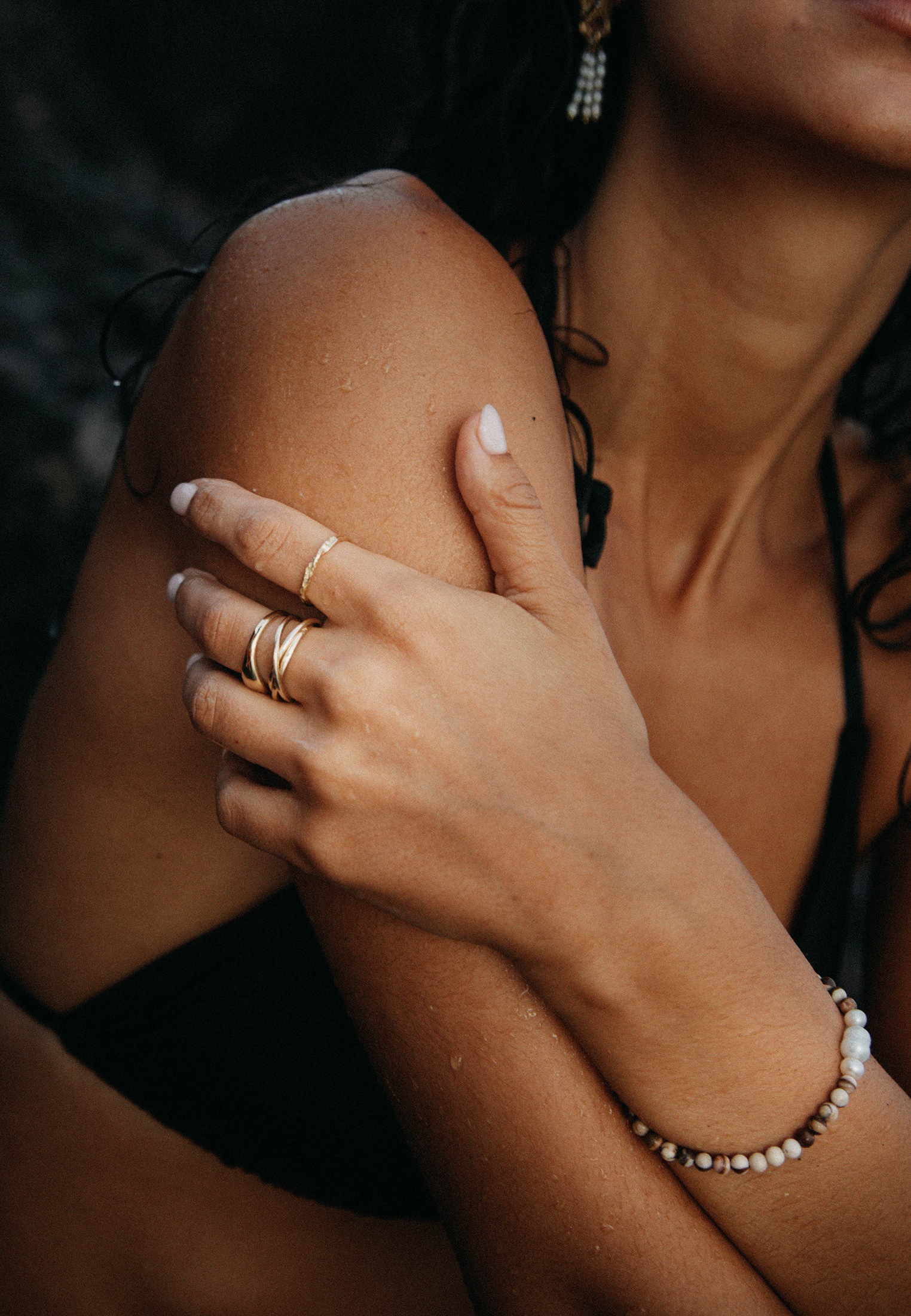 HAZE & GLORY Armkette »Armband Zebra Jaspis Bead Süßwasserperlen 925 Silber«