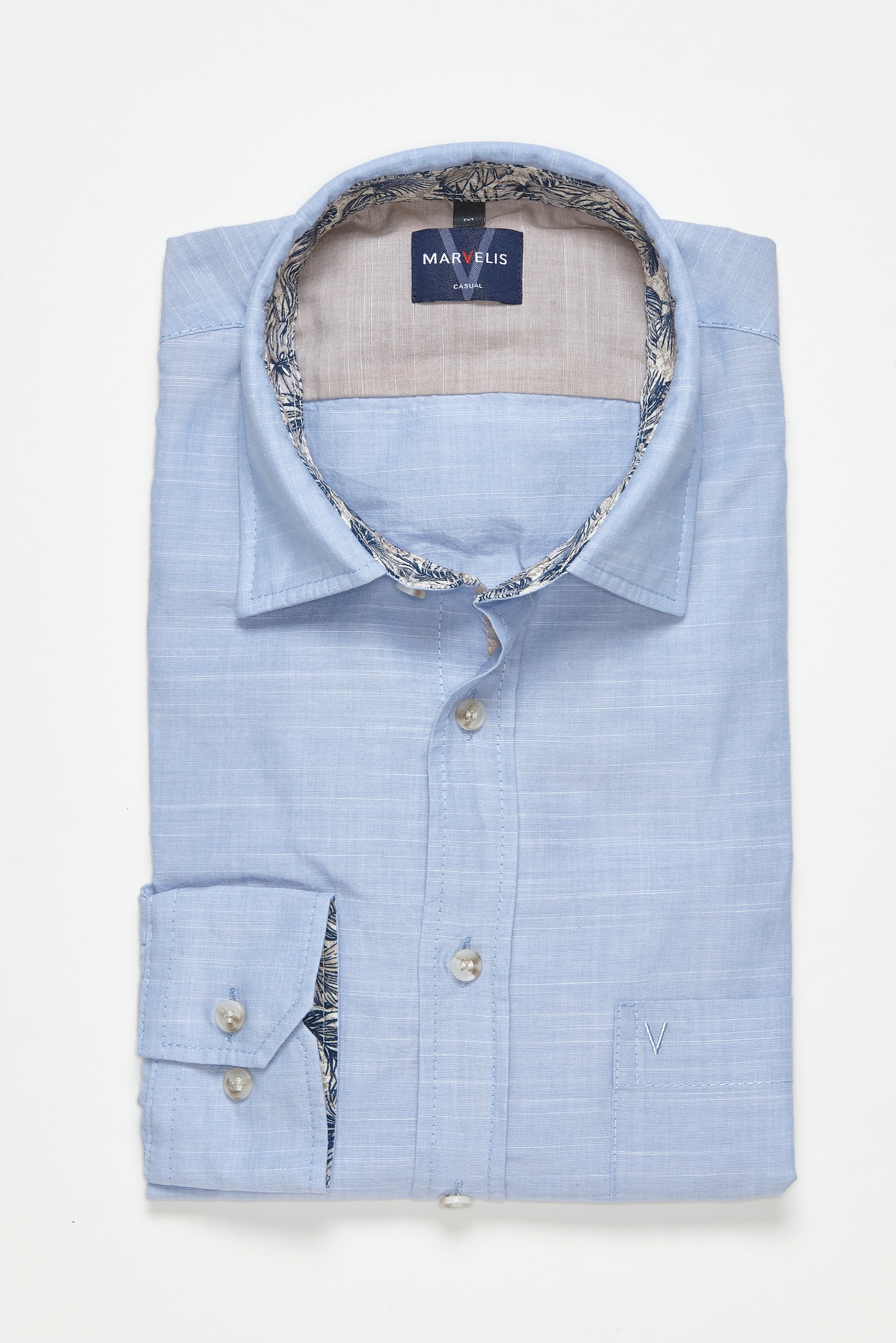 MARVELIS Langarmhemd in Leinen-Optik