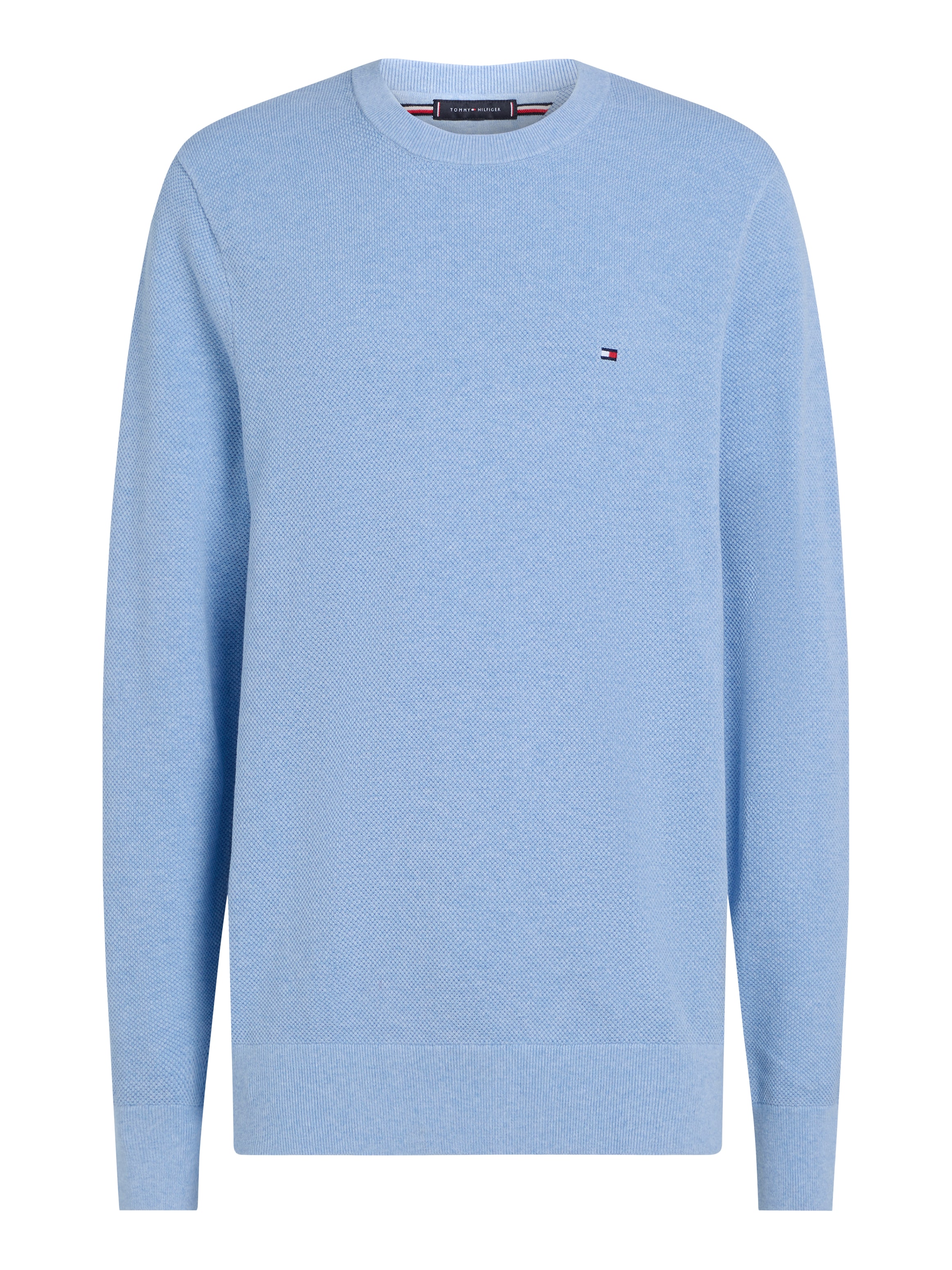 Tommy Hilfiger Rundhalspullover »ESSENTIAL STRUCTURE CREW NECK mit Struktur und Label«, unifarben, casual, regular fit, Baumwolle, Rundhals