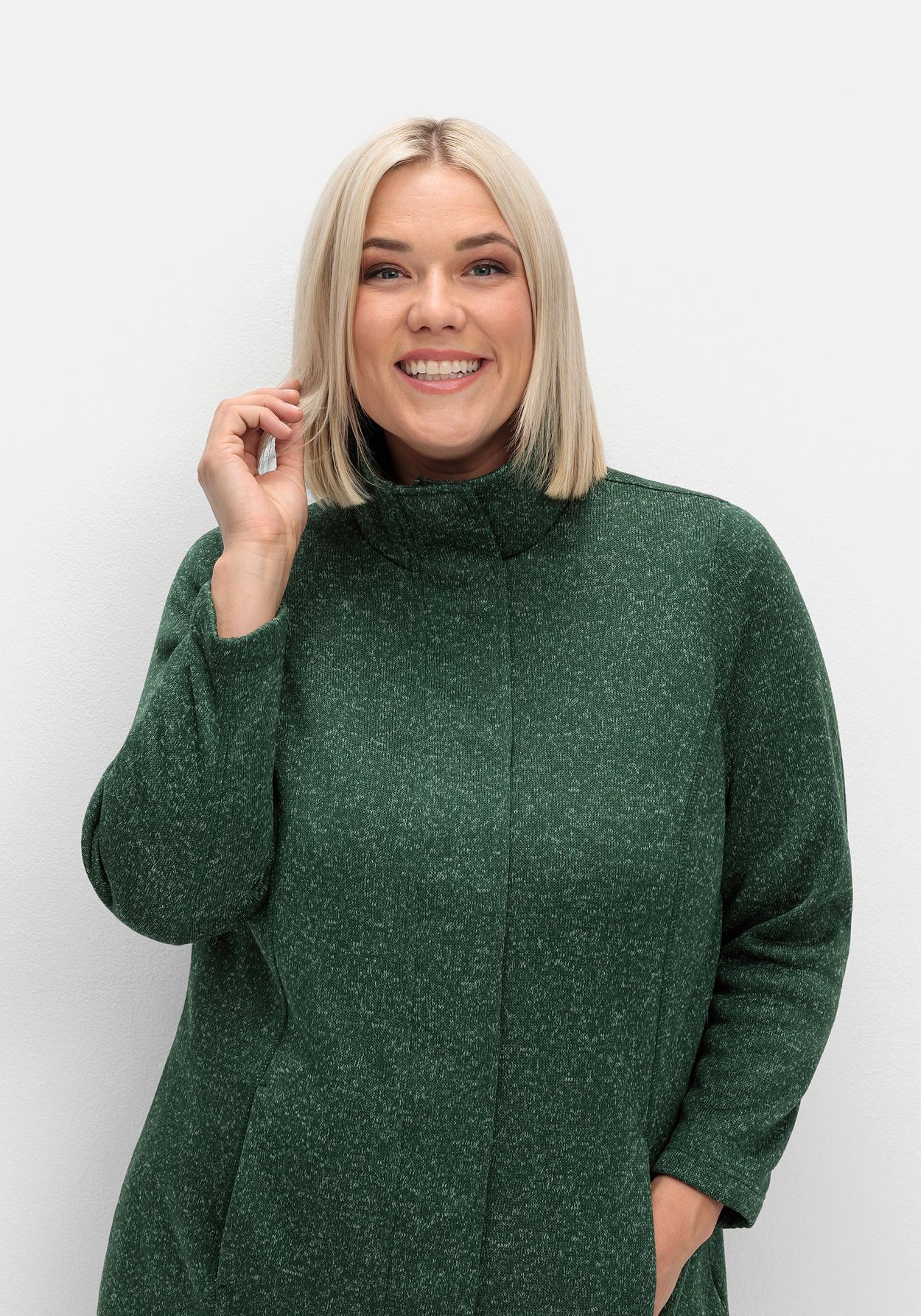 Sheego Fleecejacke »Jacke aus meliertem Strickfleece«