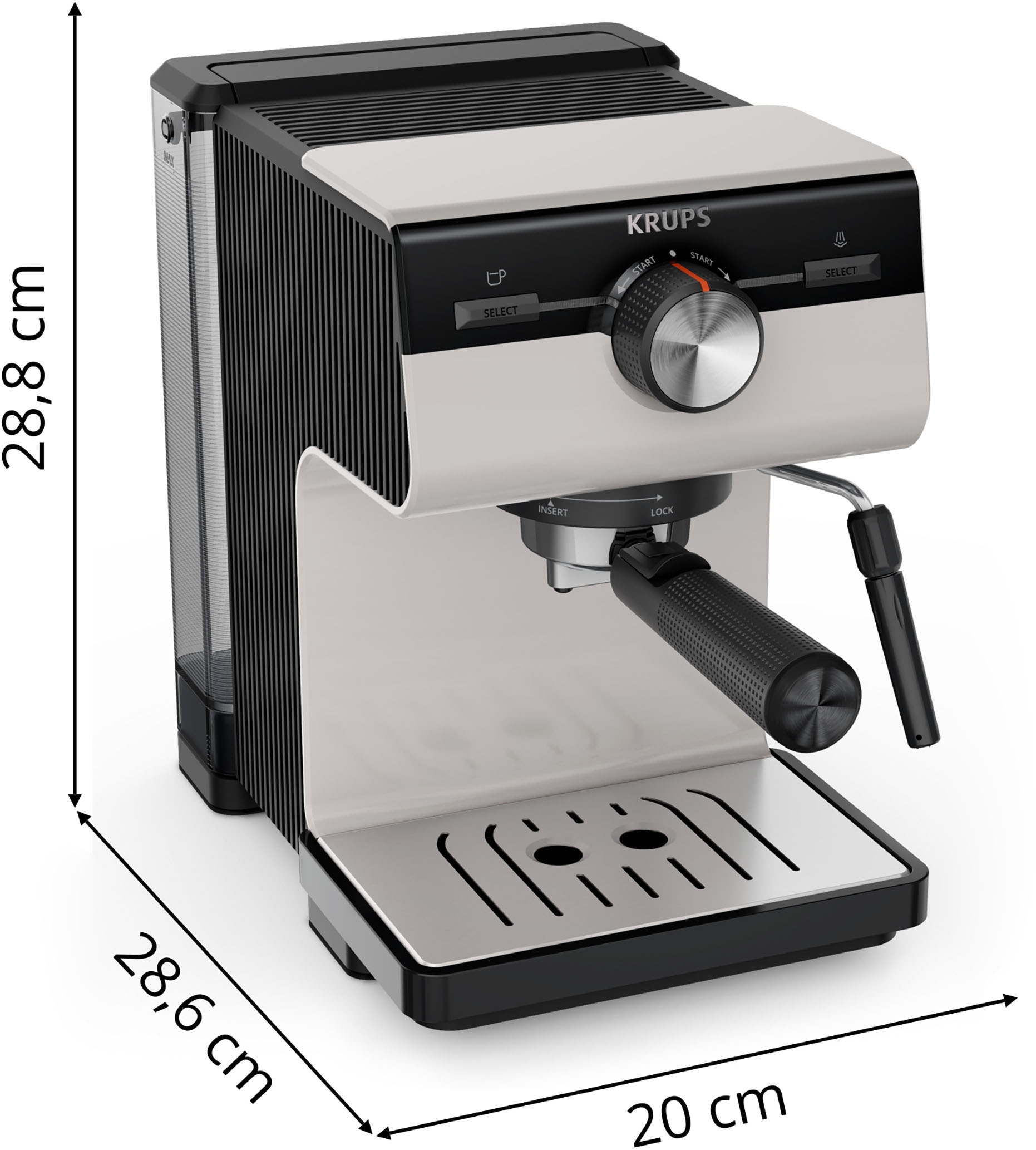 Krups Siebträgermaschine »XP381B Authentic, Siebtäger«, intuitives Bedienfeld, Milch-Aufschäumdüse, 2 Siebeinsätze