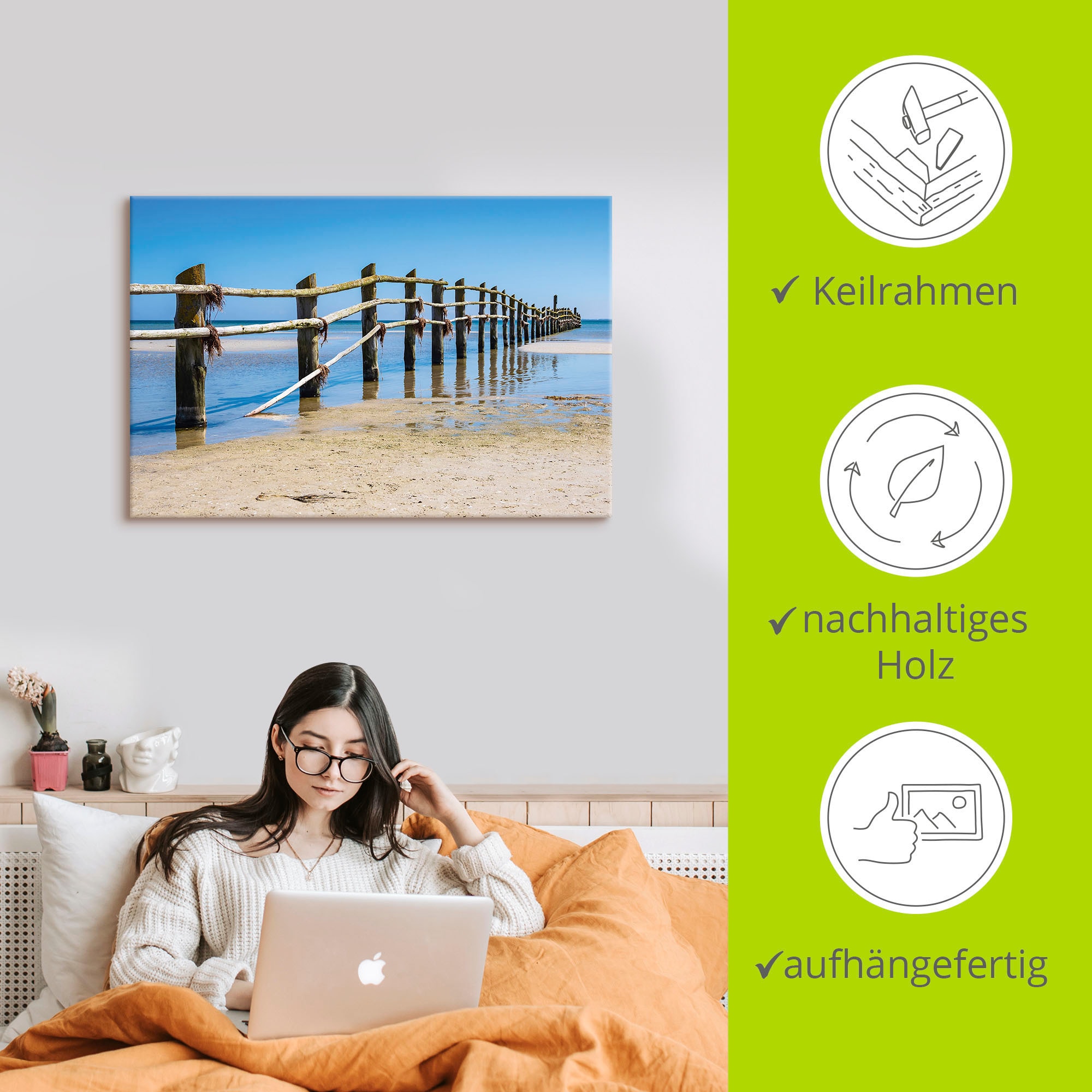 Artland Leinwandbild »Ostseeküste auf dem Fischland-Darß«, Strand, (1 St.), auf Keilrahmen gespannt