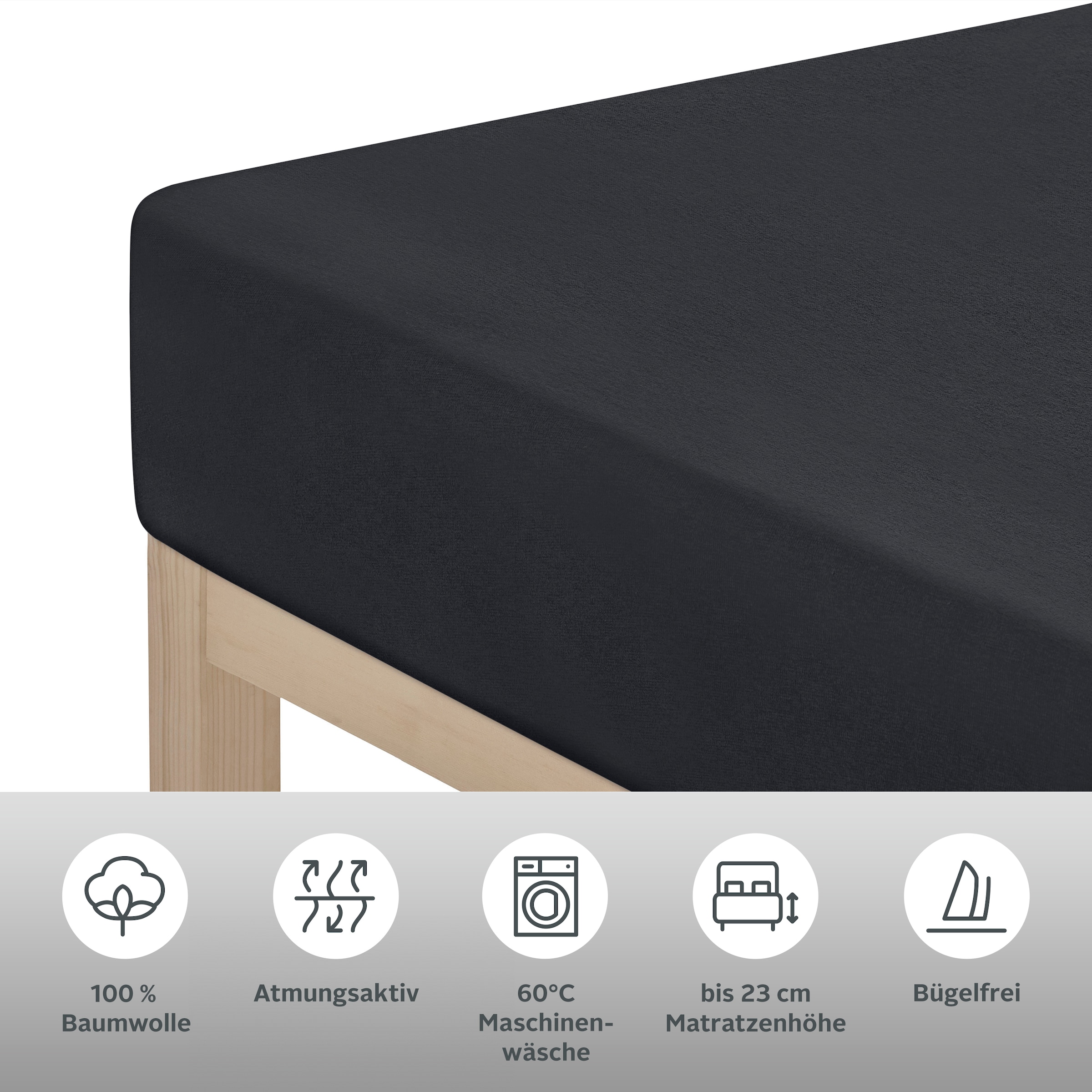 OTTO home Spannbettlaken »GRETA Jersey aus 100% Baumwolle, 150 g/m²« Premium Bettlaken für Matratzen bis 23 cm Höhe, perfekter Sitz
