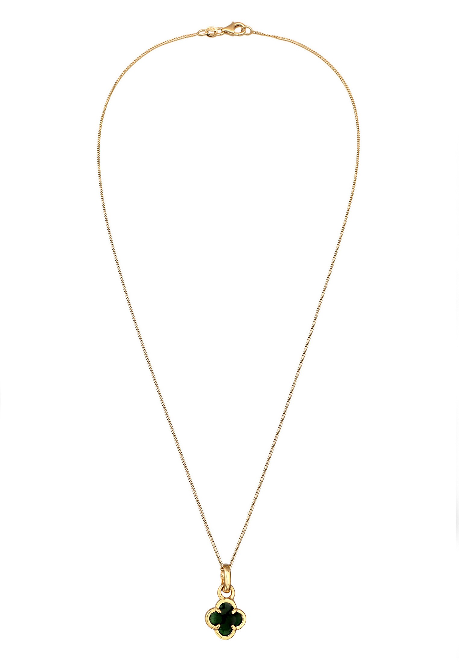 Elli Kette mit Anhänger »Halskette Kleeblatt Emaille Anhänger 925 Sterling Silber vergoldet«