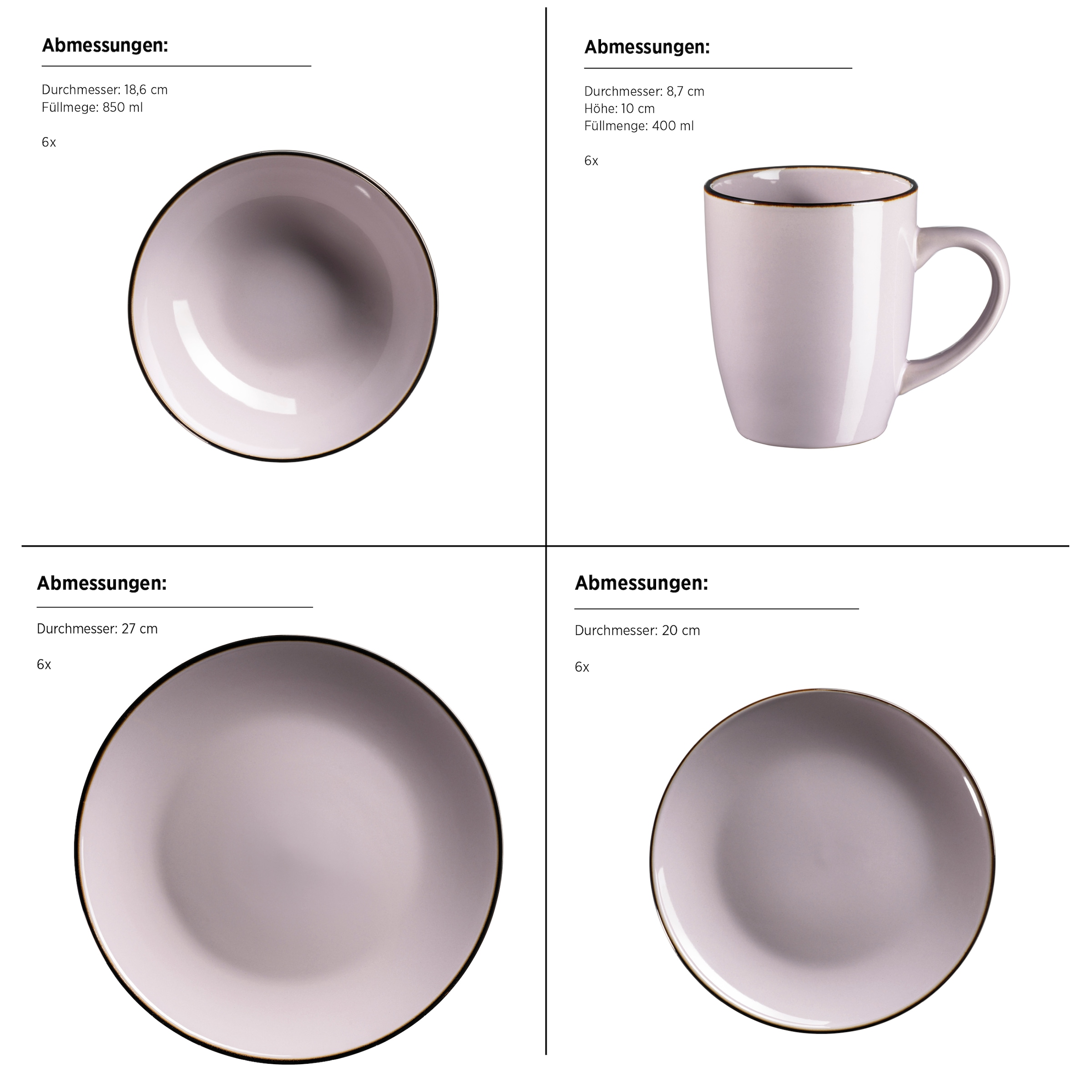 MÄSER Kombiservice »Metallic Rim«