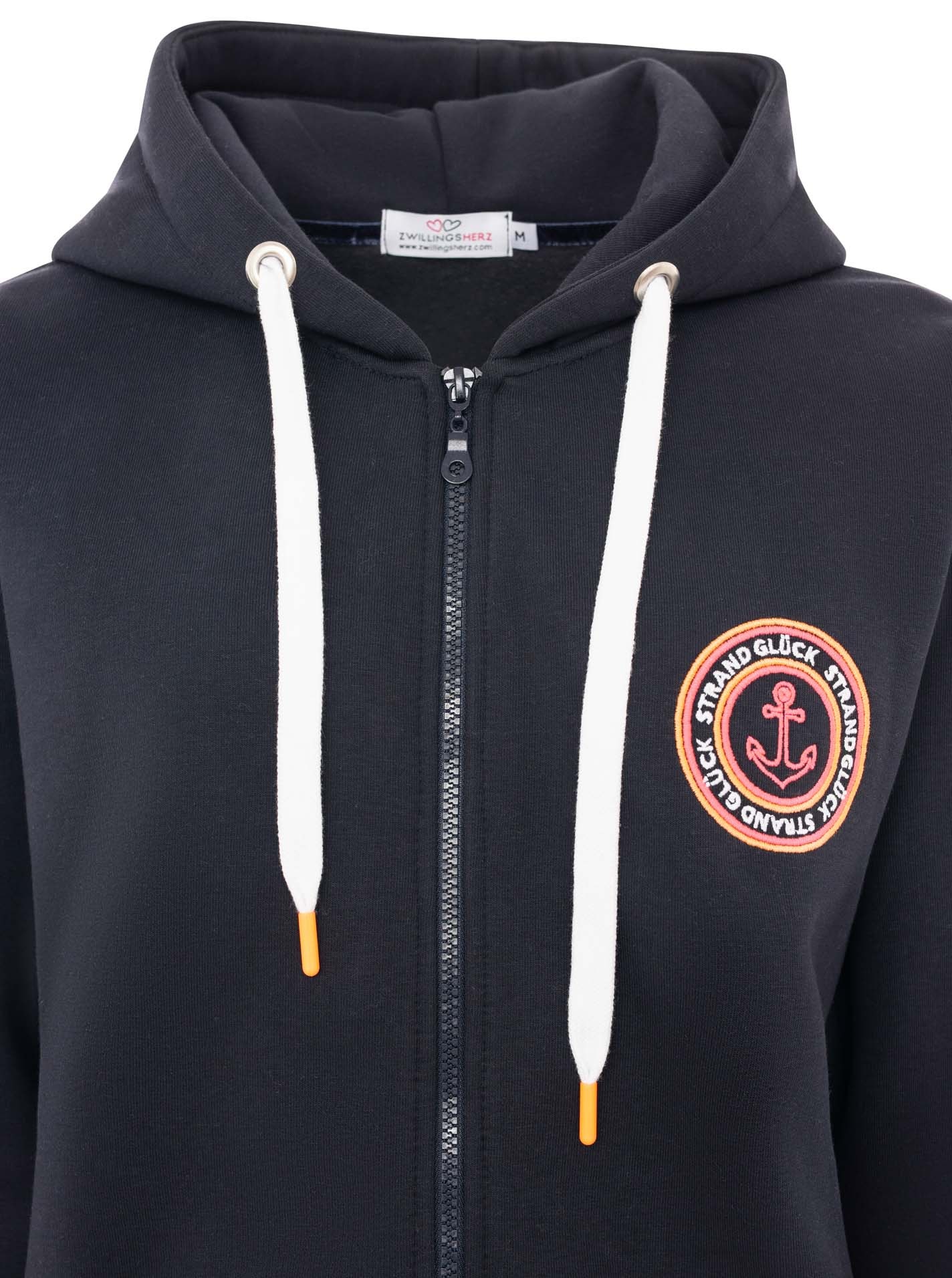 Zwillingsherz Kapuzensweatjacke Regular-Fit, Kapuze, Langarm, Reißverschluss, Neon-Details