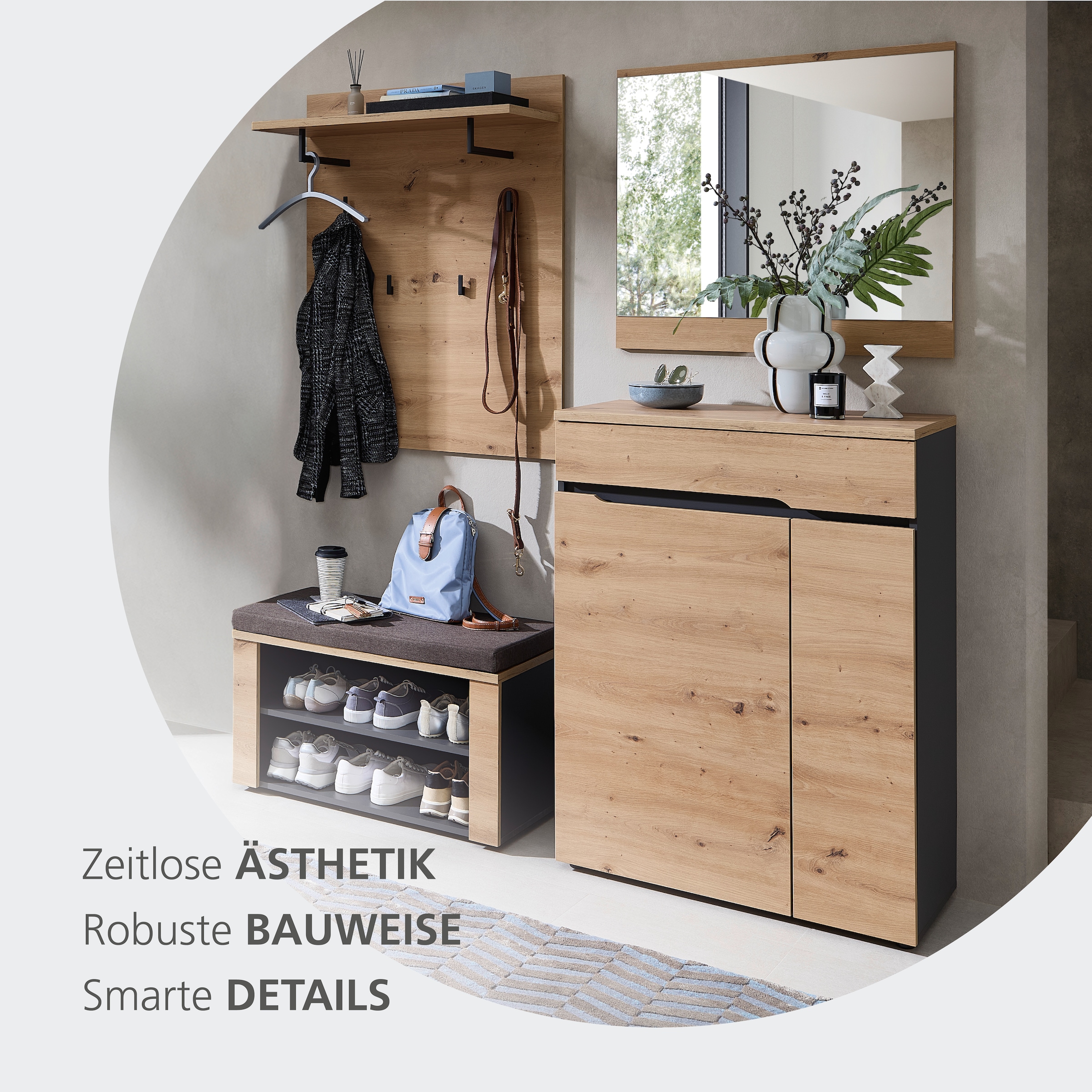 OTTO home Garderoben-Set »Fargo Garderobenset, 175/192/38 (B/H/T cm)« 4 Stk. tlg.