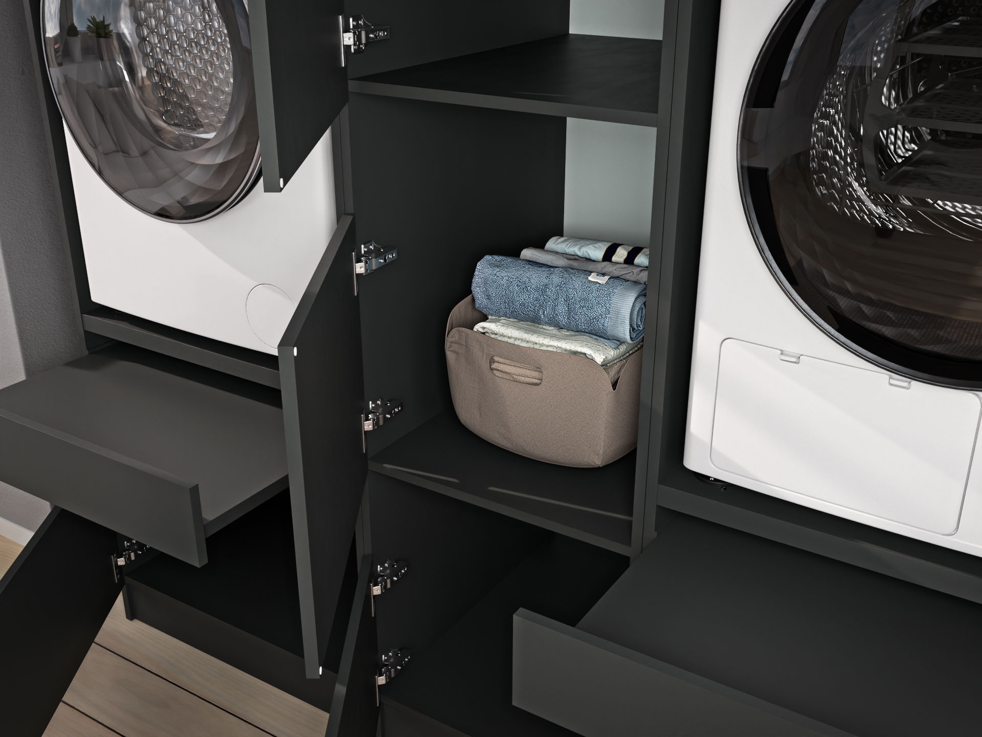 BASIC by Balculina Waschmaschinenumbauschrank »Washhome B/T/H 68x200x68 cm« 1 Stk. tlg. Breite 68cm, ausziebarer Tablerboden