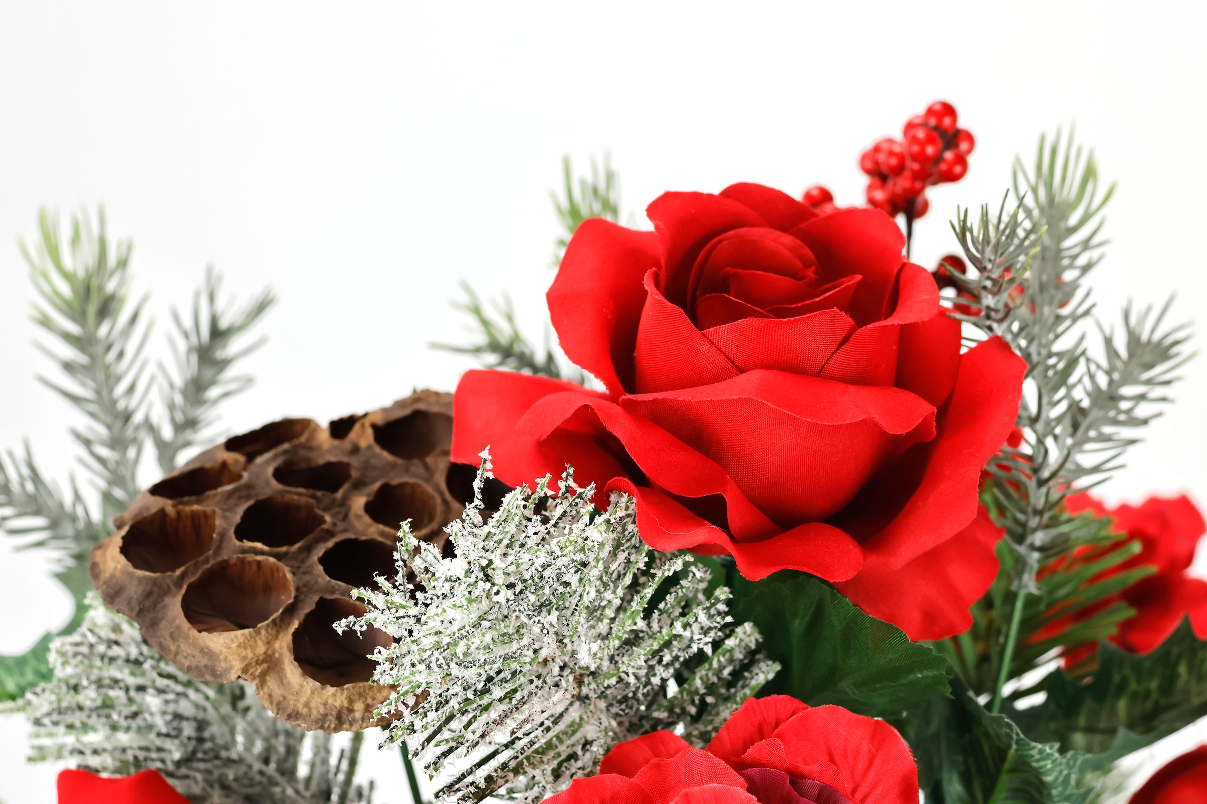 I.GE.A. Kunstblumenstrauß »Bouquet Rosen/Hortensien«, Tannenzweige Lotus Weihnachtsdeko Weihnachtsblume Sträuße Dekoblumen