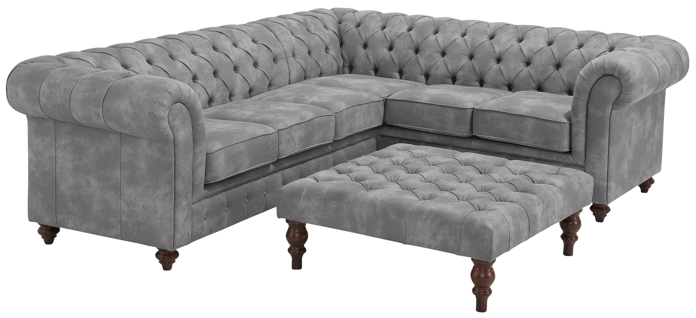 Home affaire Chesterfield-Sofa »Chesterfield Ecksofa, auch in Leder L-Form«, hochwertige Knopfheftung, langer Schenkel links oder rechts wählbar