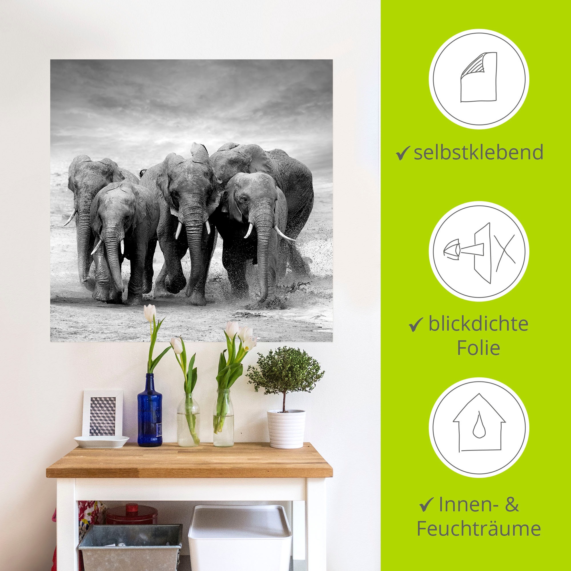 Artland Wandbild »Elefanten«, Wildtiere, (1 St.), als Leinwandbild, Poster, Wandaufkleber in verschied. Größen