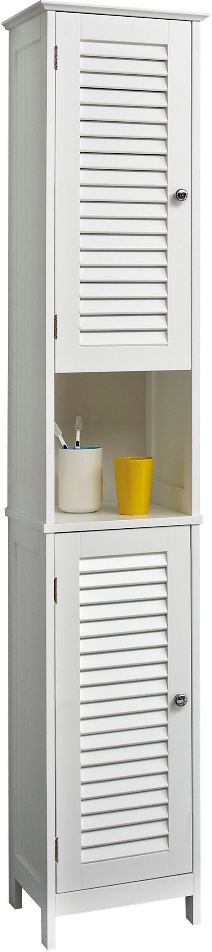 Saphir Badmöbel-Set »Quickset 928 5-teilig, Waschbeckenunterschrank mit Spiegel«, (5 St.), Hochschrank, Unterschrank, Hängeschrank, 6 Türen, Weiß Glanz