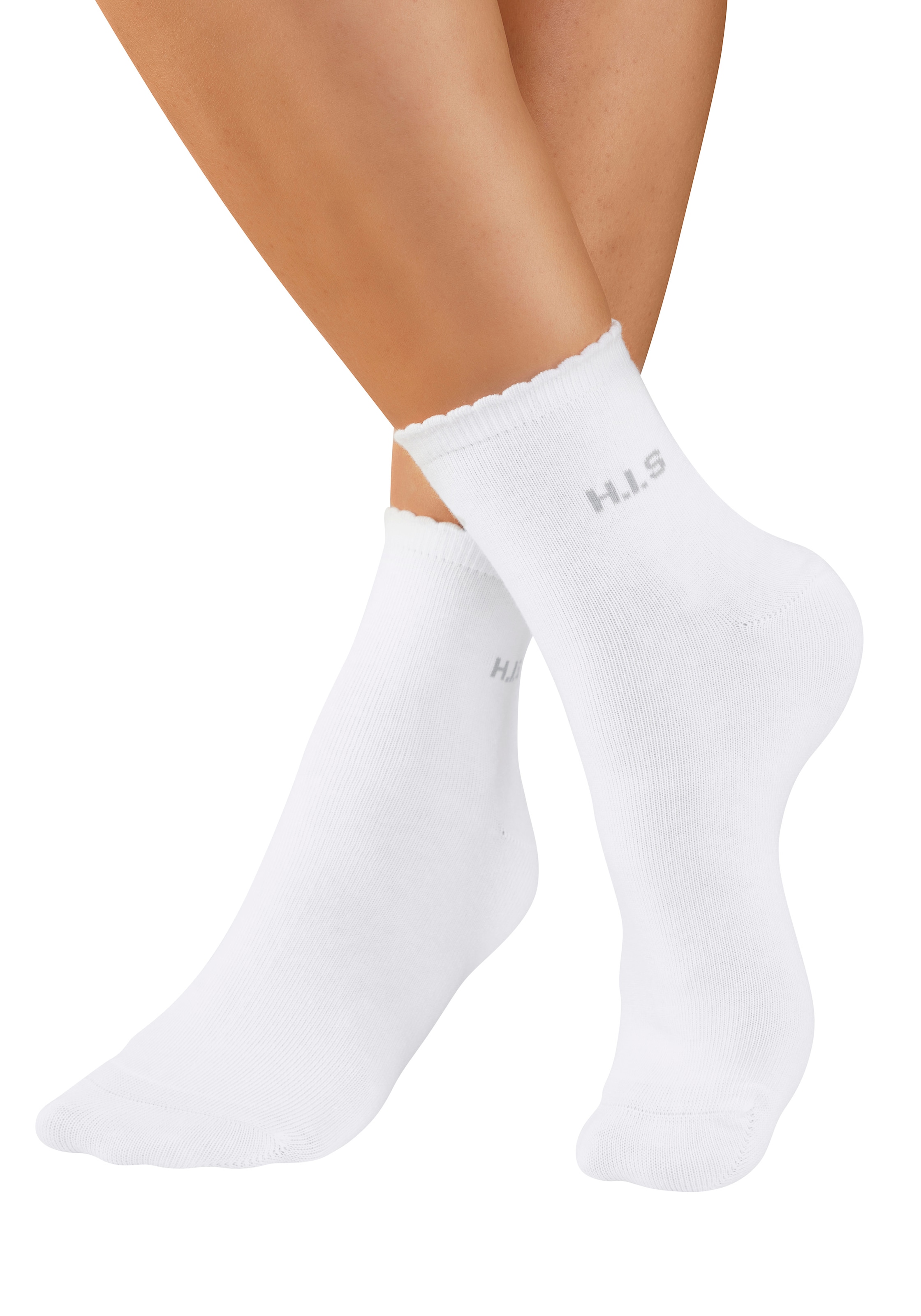 H.I.S Kurzsocken »Damen uni und meliert für die ganze Woche« Packung, 7 Paar tlg. mit gewelltem Bündchen