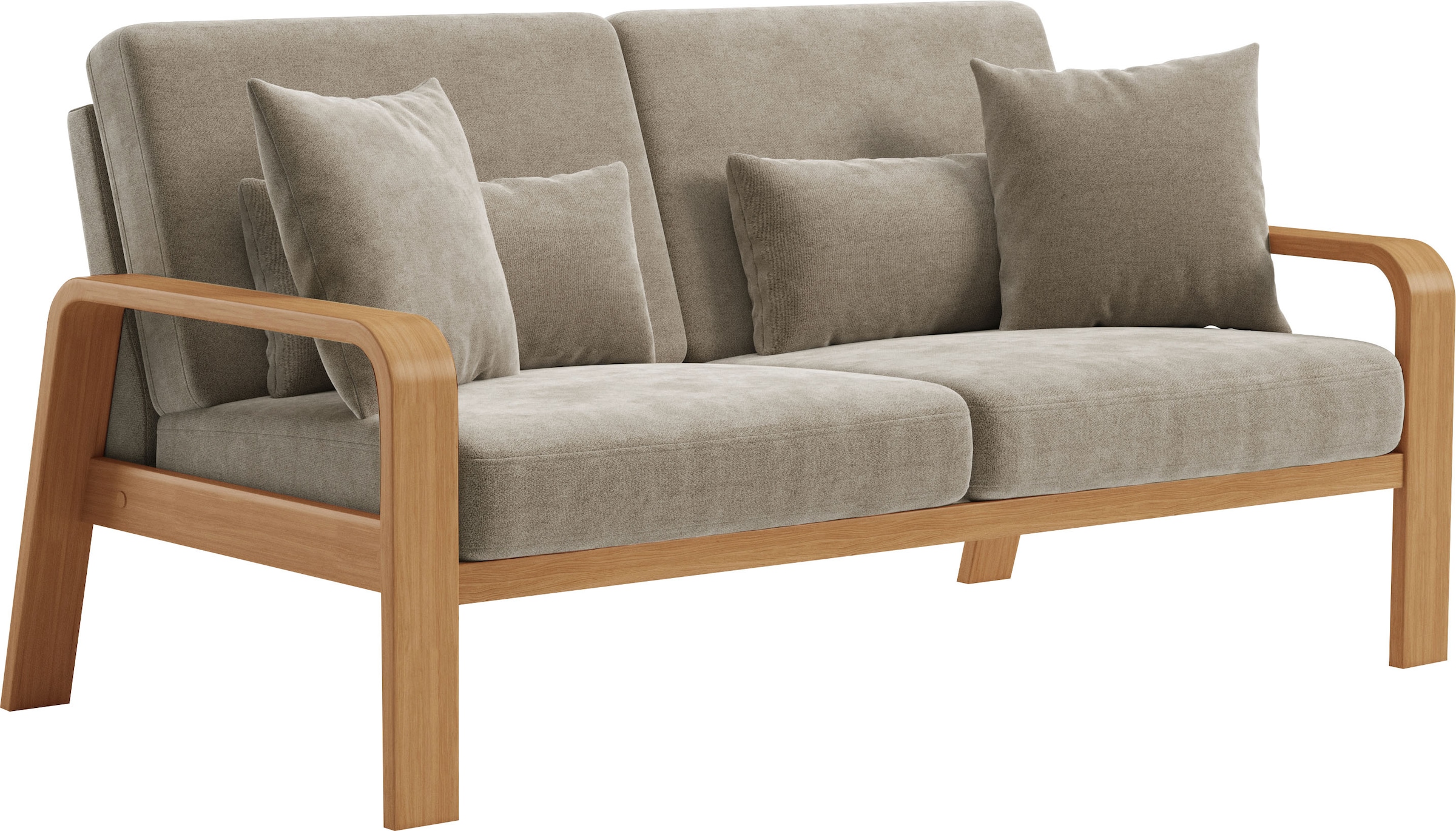 sit&more 2,5-Sitzer »Kolding«, Armlehnen aus eichefarbigem Buchenholz, verschiedene Bezüge und Farben