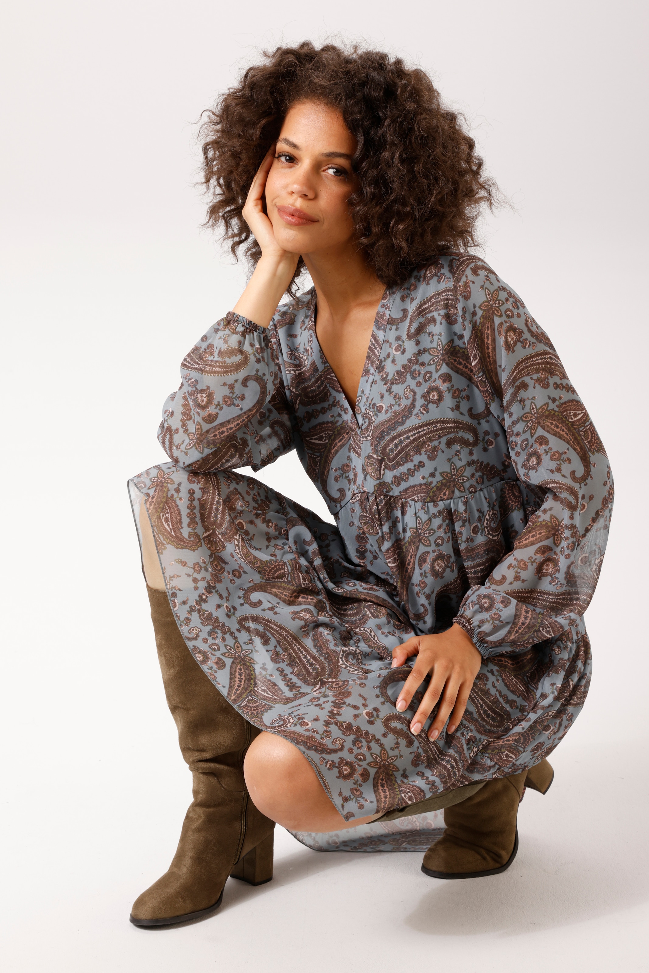 Aniston CASUAL Tunikakleid mit fantasievollen großflächigen Paisley-Druck - NEUE KOLLEKTION