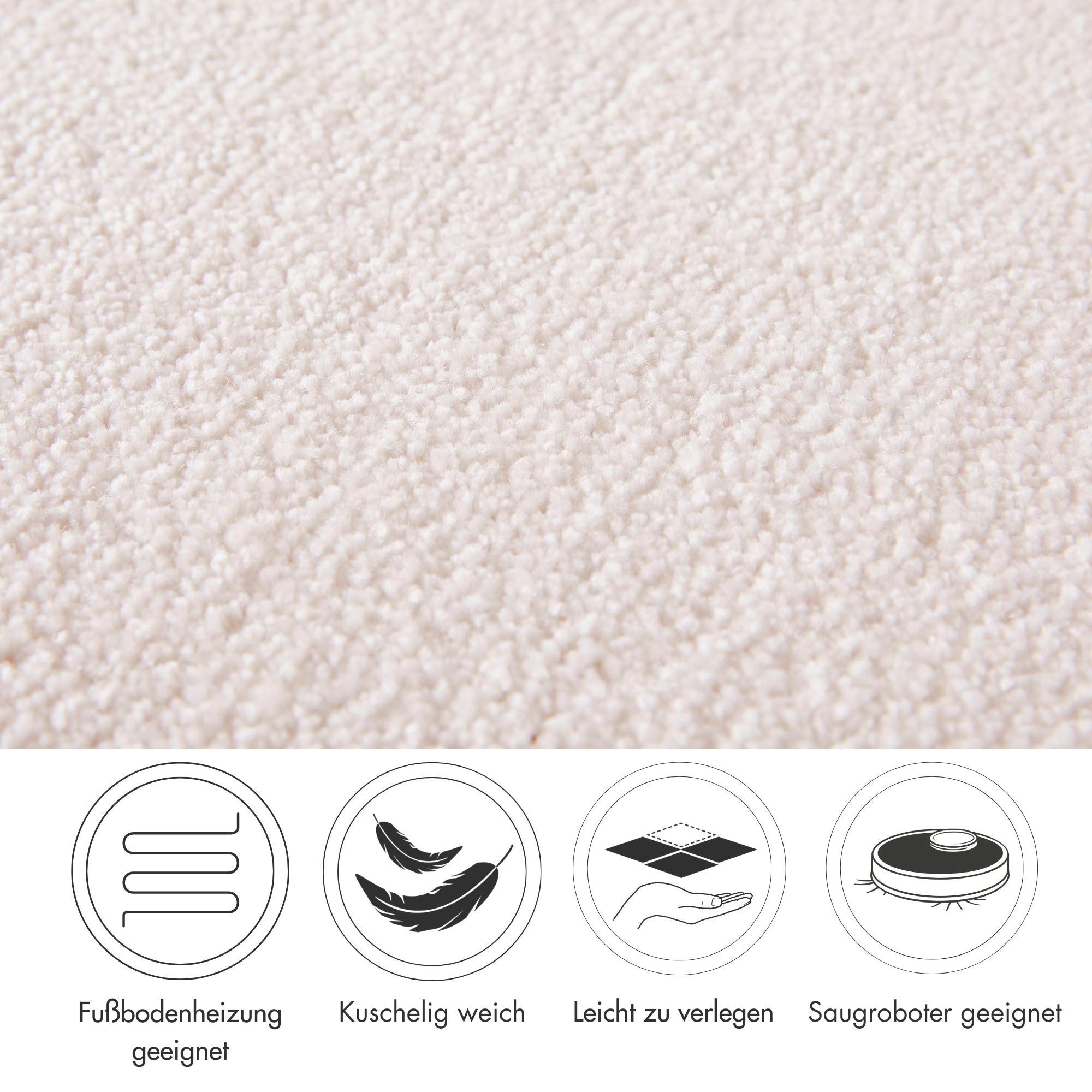 Andiamo Teppichboden »Sophie, Frisee-Velours, Made in Netherlands«, rechteckig, 12 mm Höhe, Uni Farben, Breite 400 cm oder 500 cm, strapazierfähig & pflegeleicht