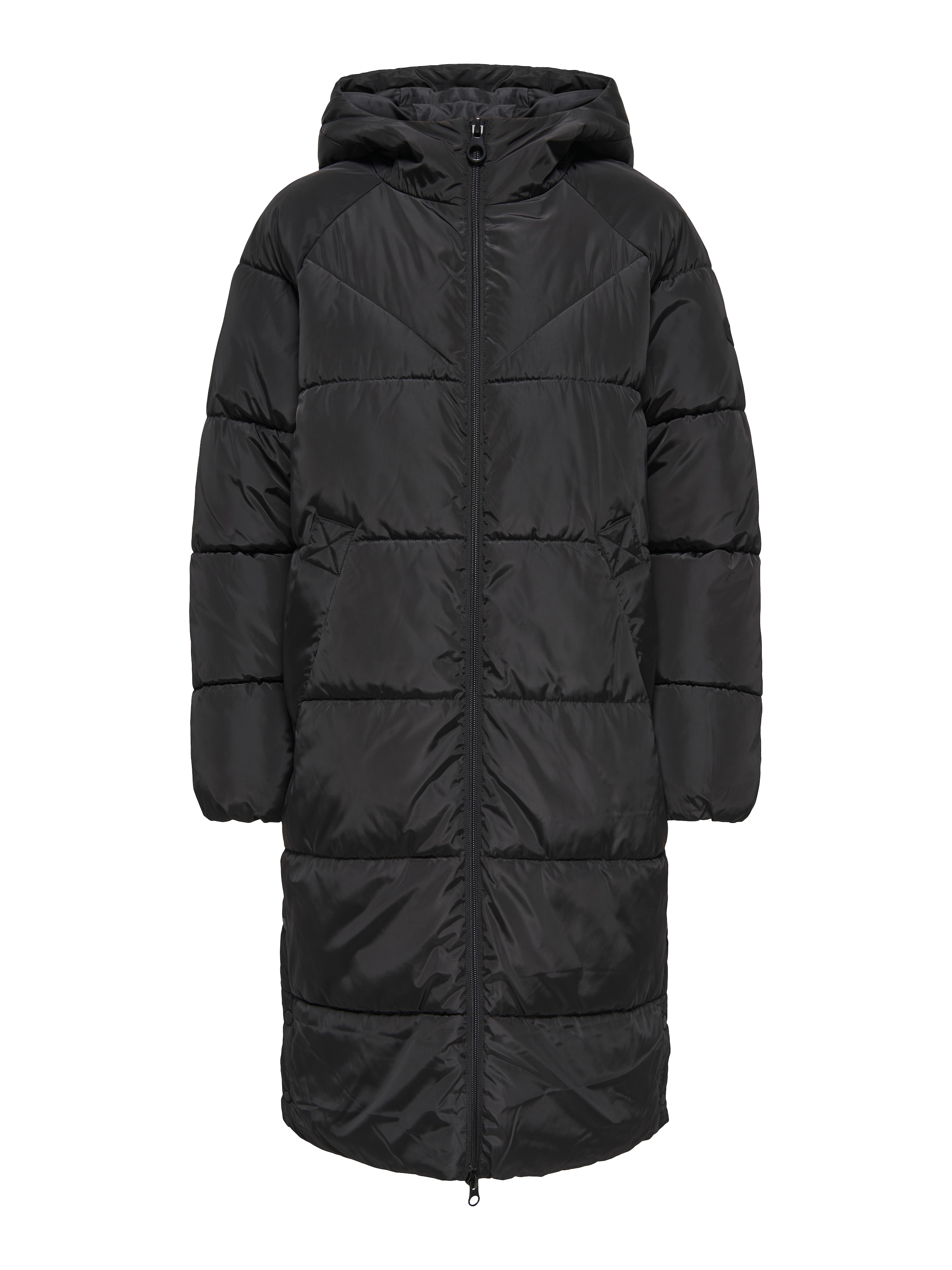 ONLY Steppmantel »ONLAMAND – Langer Puffercoat mit 2-Wege-Reißverschluss«, lässig geschnitten, modisch, Steppware, Materialmix, hochschließend