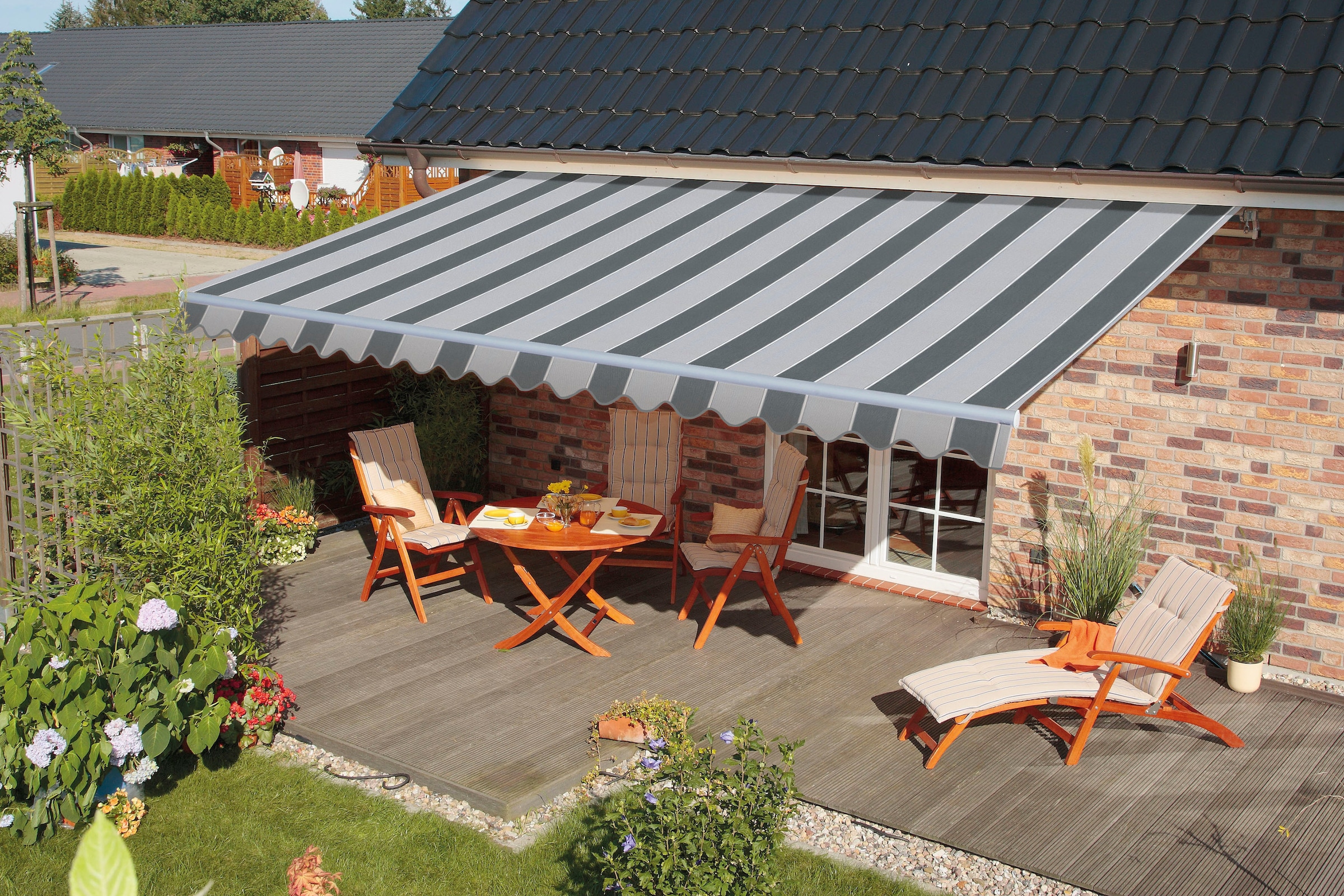 Spettmann Gelenkarmmarkise »STAR FIX«, 400 cm Breite, 250 cm Ausfall, Volant gewellt