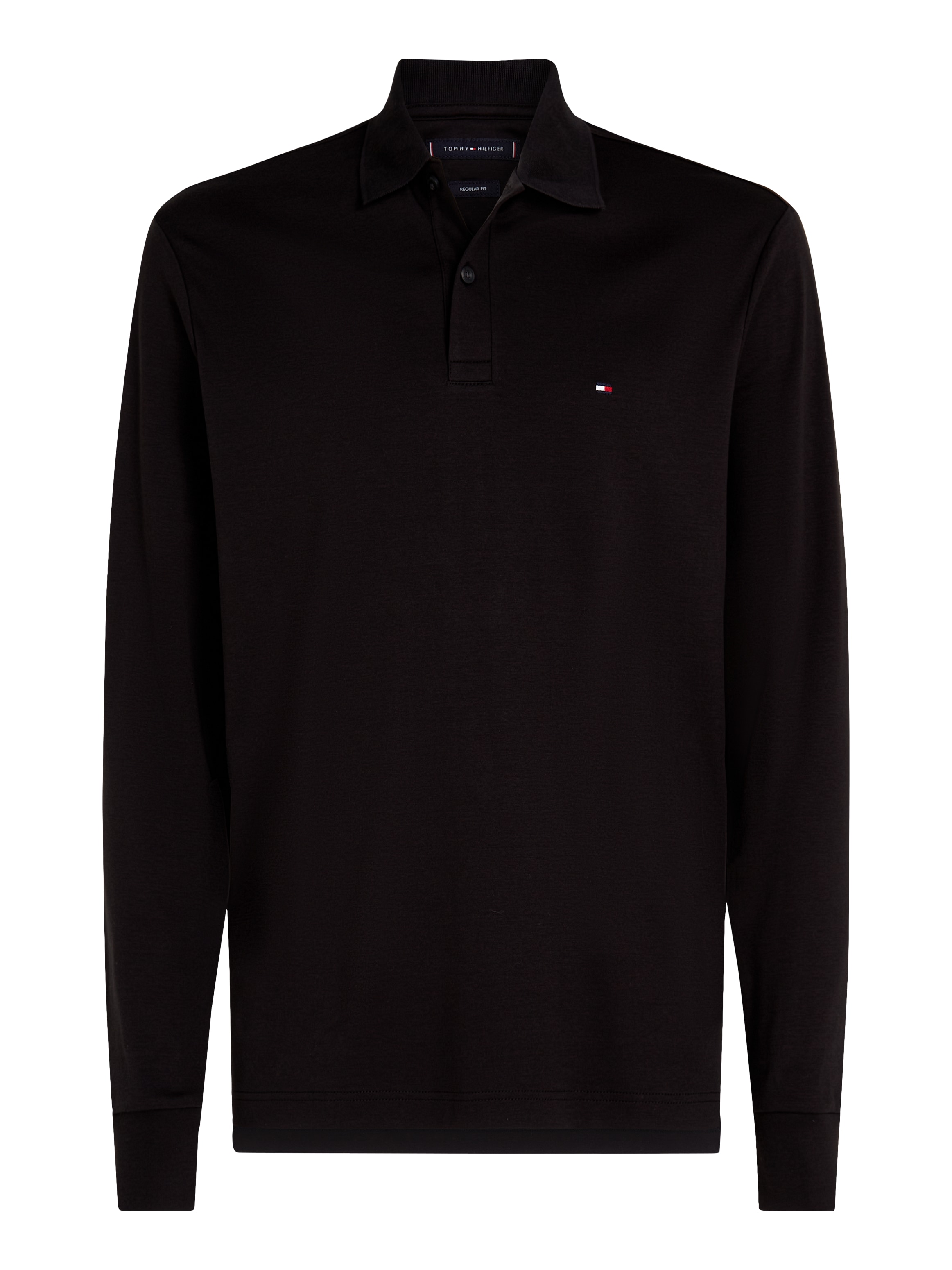 Tommy Hilfiger Langarm-Poloshirt »L/S LIQUID COTTON REG POLO mit Jersey und Markenlabel«, unifarben, casual, regular fit, Baumwolle, Polokragen