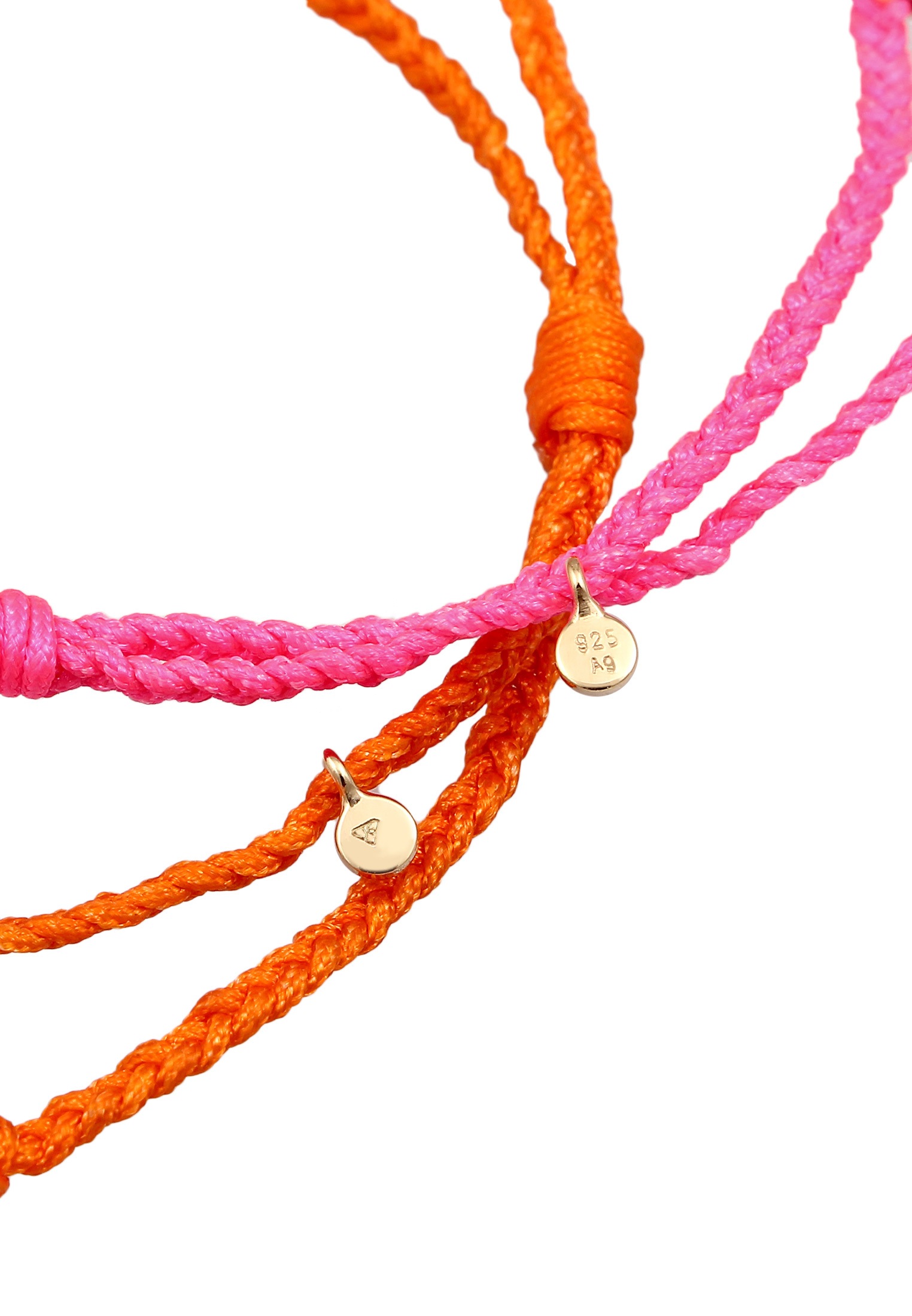 Elli Armketten Set »Armband Set Nylon Beads 925 Sterling Silber vergoldet«