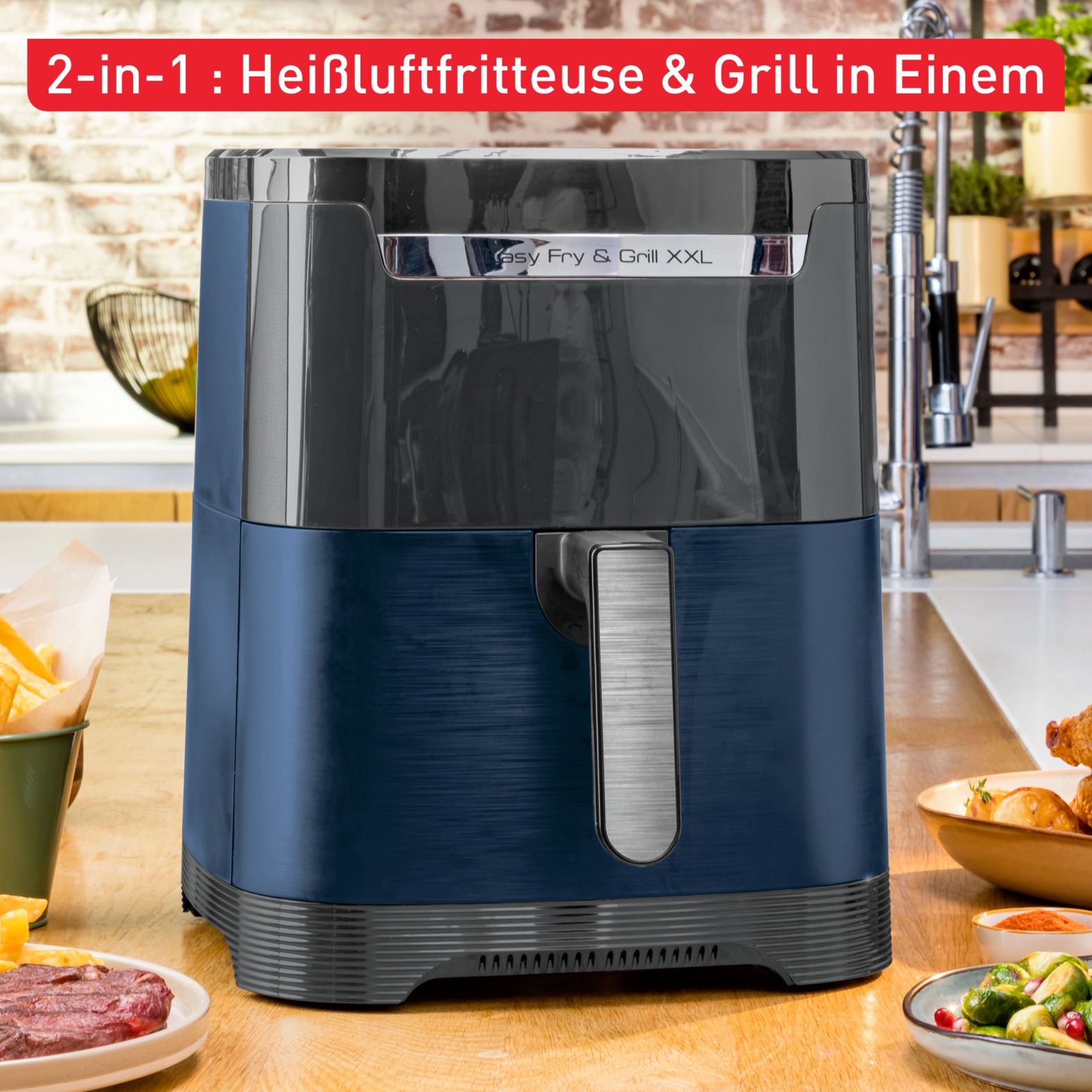 Tefal Heißluftfritteuse »EY8018 Easy Fry & Grill XXL, 2-in-1«, 1830 W, XXL-Fassungsvermögen oder 2 separate Zonen, Flexcook-Trennwand