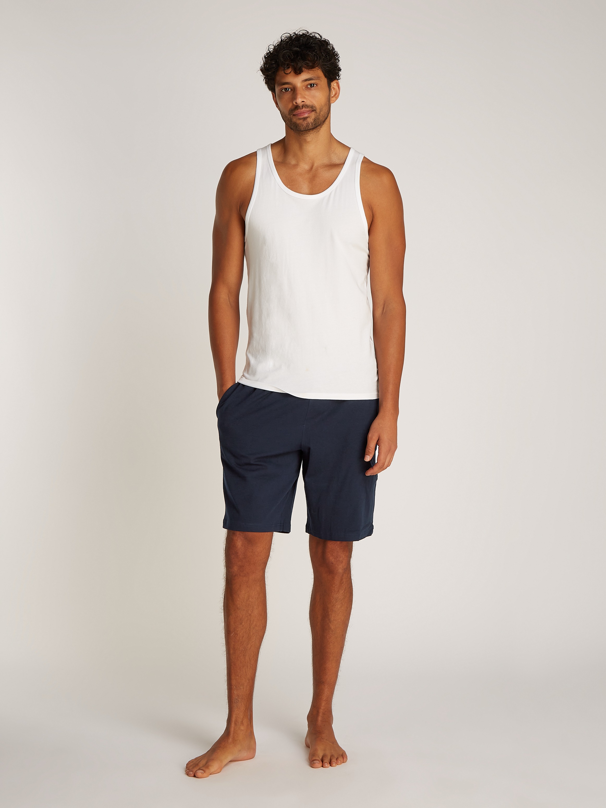 Tommy Hilfiger Underwear Pyjama »CN SS SHORT JERSEY SET«, (Set, 2 tlg., 2er), mit Logostickereien