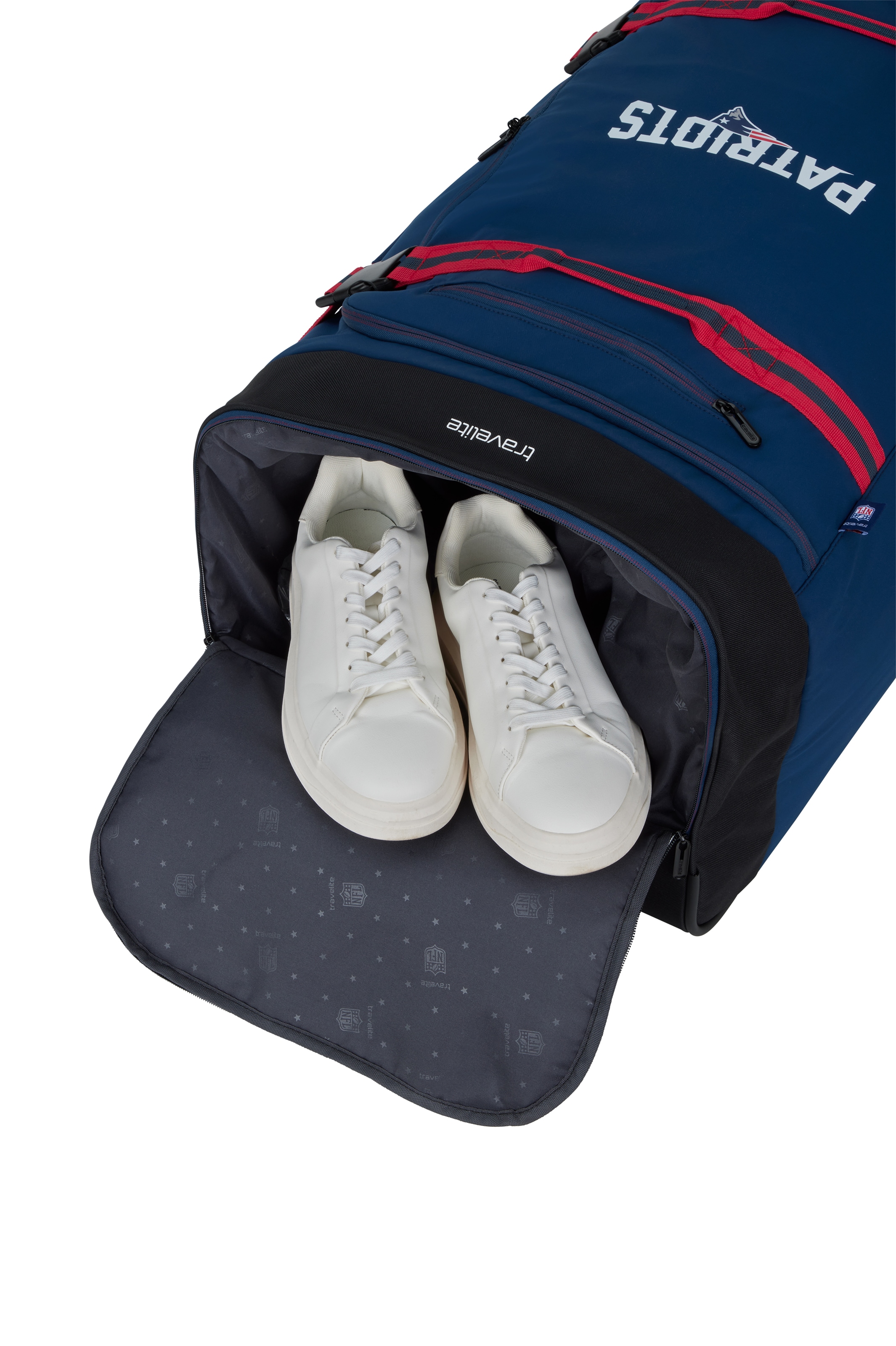 travelite Reisetasche »travelite x NFL Rollenreisetasche« große Öffnung, Schuhfach und Teleskopgestänge – robust und praktisch