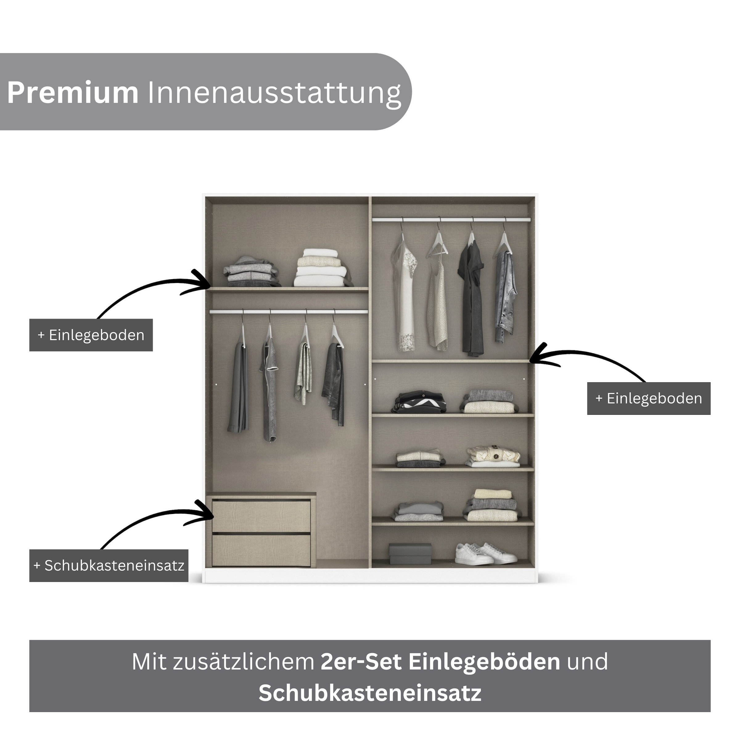 INOSIGN BY RAUCH Drehtürenschrank »Ferris Schrank Breite 2,10m BESTSELLER Schlafzimmerschrank«, Kleiderschrank mit Spiegel in den Ausführungen BASIC/CLASSIC/PREMIUM