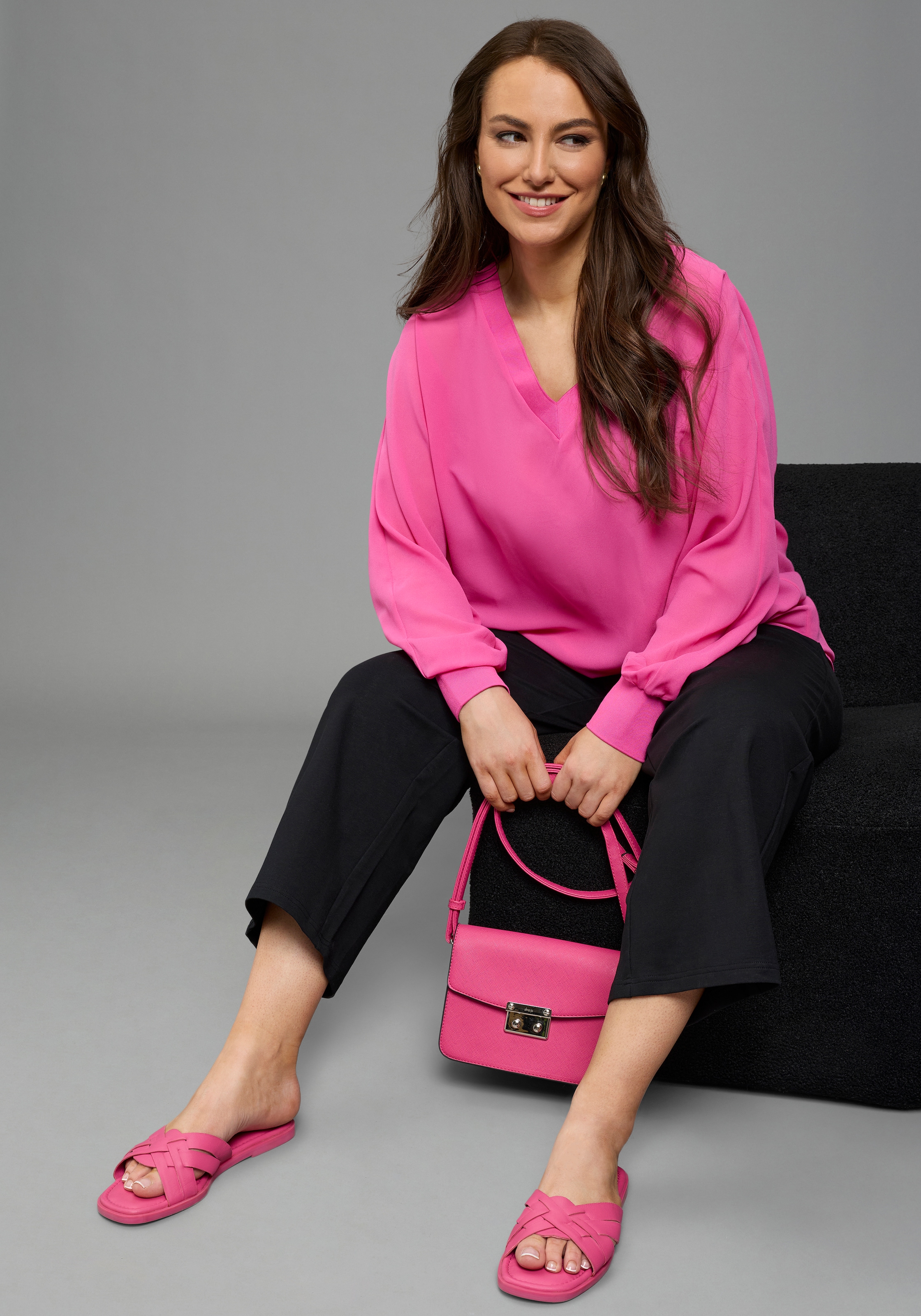 Laura Scott CURVE Shirtbluse mit sportivem Rippenbündchen