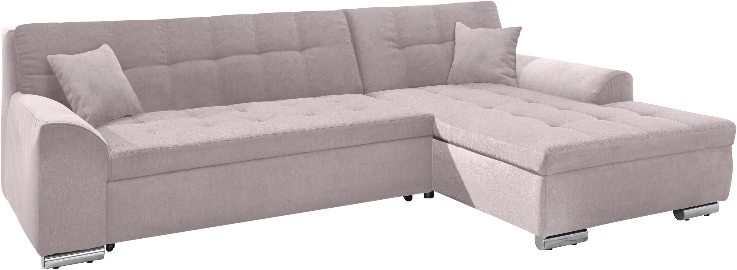 DOMO collection Ecksofa »Aversa, moderne Steppung im Sitz und Rücken, geschwungene Armlehnen,«, L-Form, wahlweise mit Bettfunktion