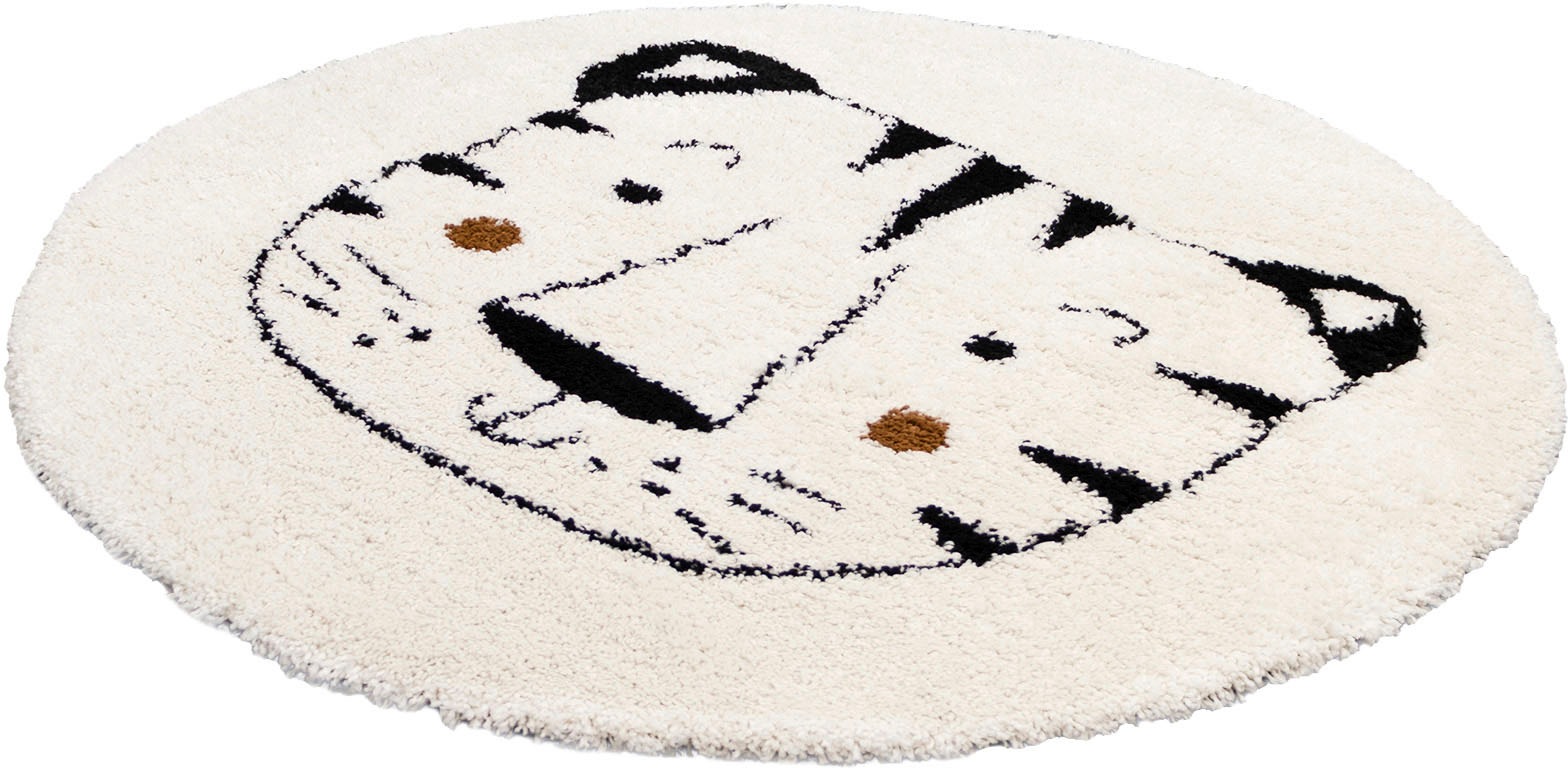 Primaflor-Ideen in Textil Kinderteppich »NOMAD - Whiter Tiger«, rund, 35 mm Höhe, Hochflor, Motiv Tiger, Kinderzimmer