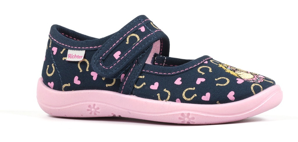 Richter Hausschuh, Klettschuh, Kindergarten Schuh mit süßem Print