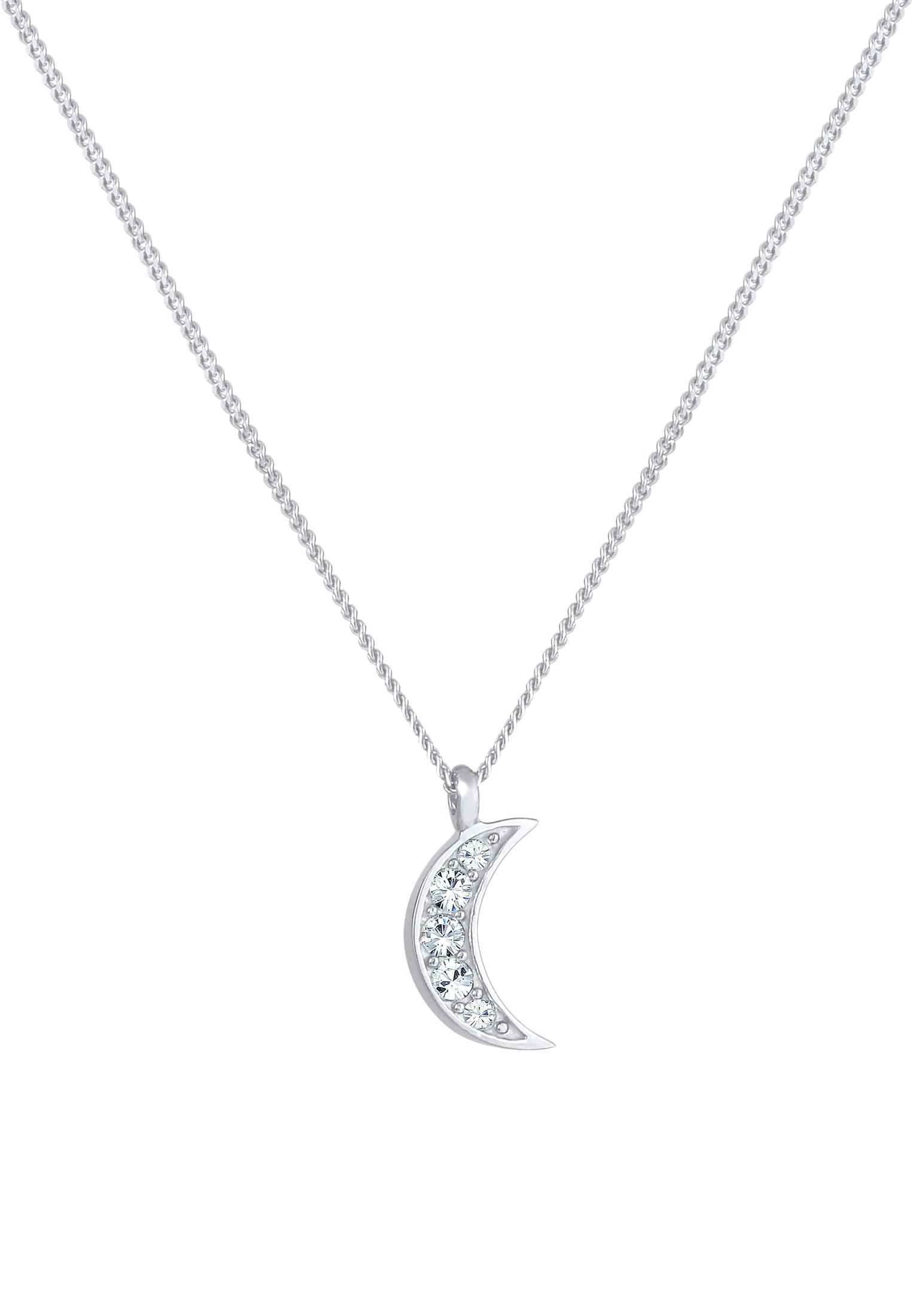 Elli Silberkette »Halskette Halbmond Astro 925 Silber, mit Kristallen von Swarovski®«