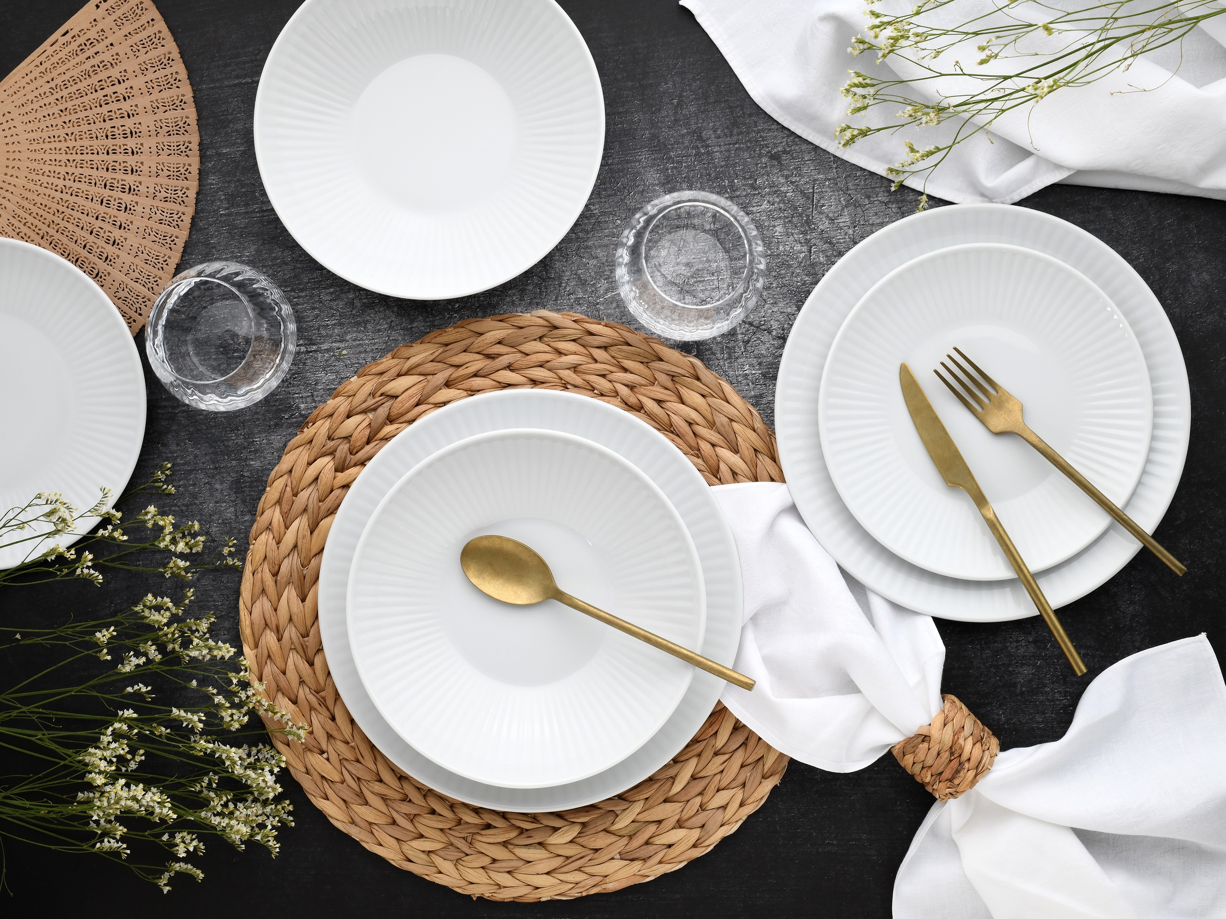 CreaTable Teller-Set »Valencia Weiß, Teller Set 18-tlg« Elegant, Boho Chic