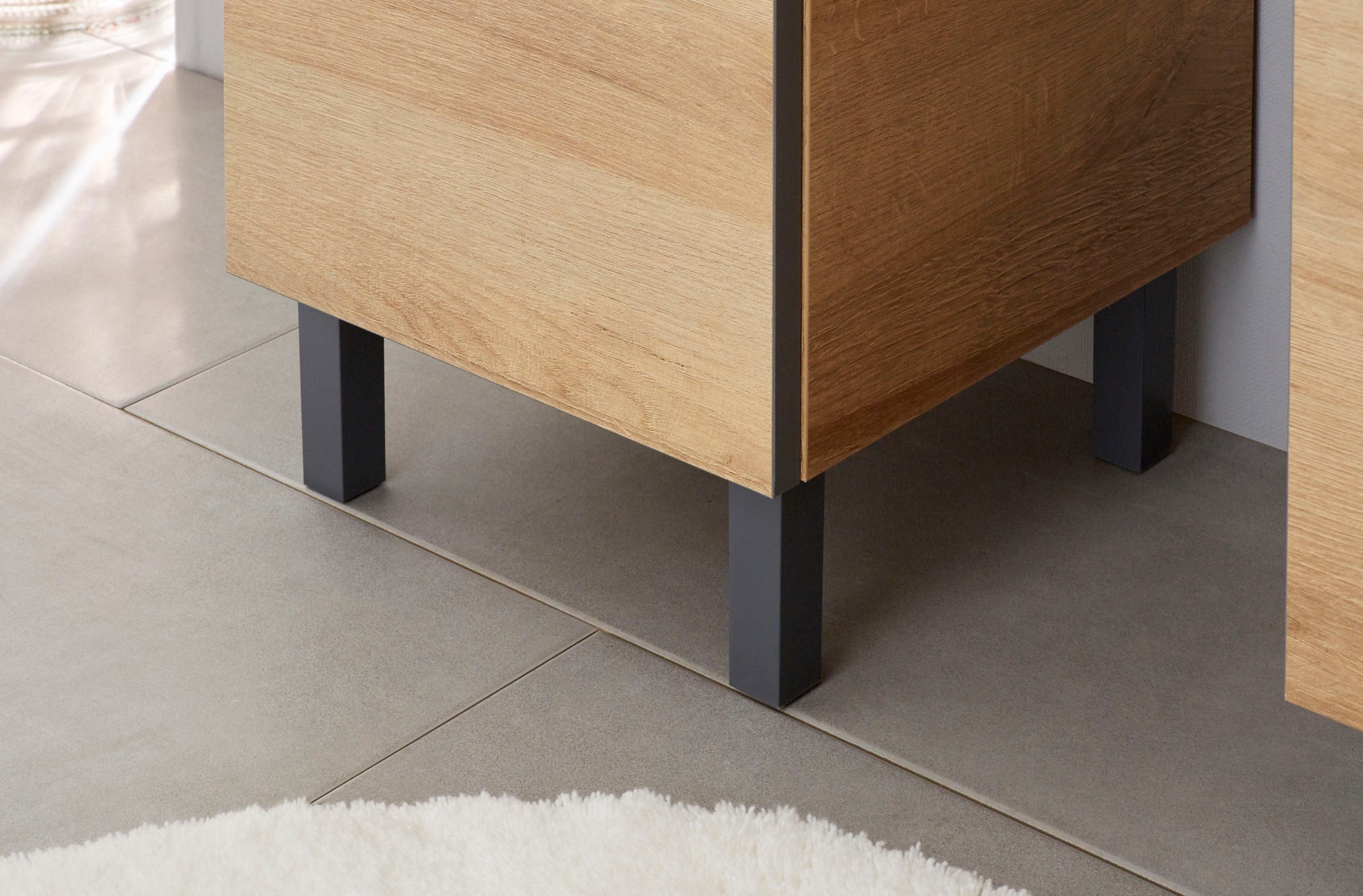 Saphir Hochschrank »Quickset 919 Badschrank, 30 cm breit, 2 Türen, Nische, 1 Schublade«, Badezimmer-Hochschrank inkl. Türdämpfer, Griffe in Grau