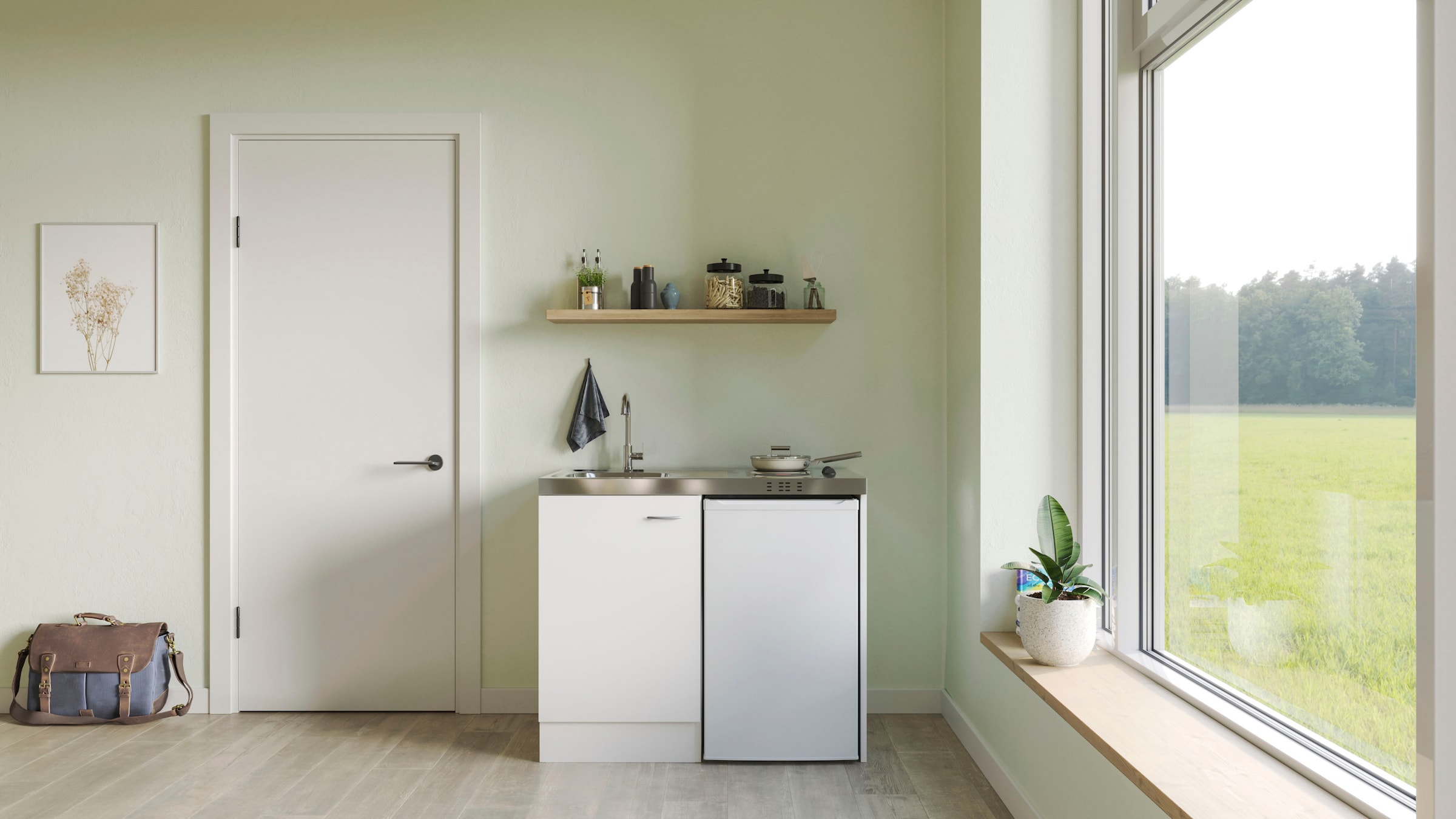 Flex-Well Küchenzeile »Pantry«, Gesamtbreite 100 cm, mit DUO Kochfeld und Kühlschrank